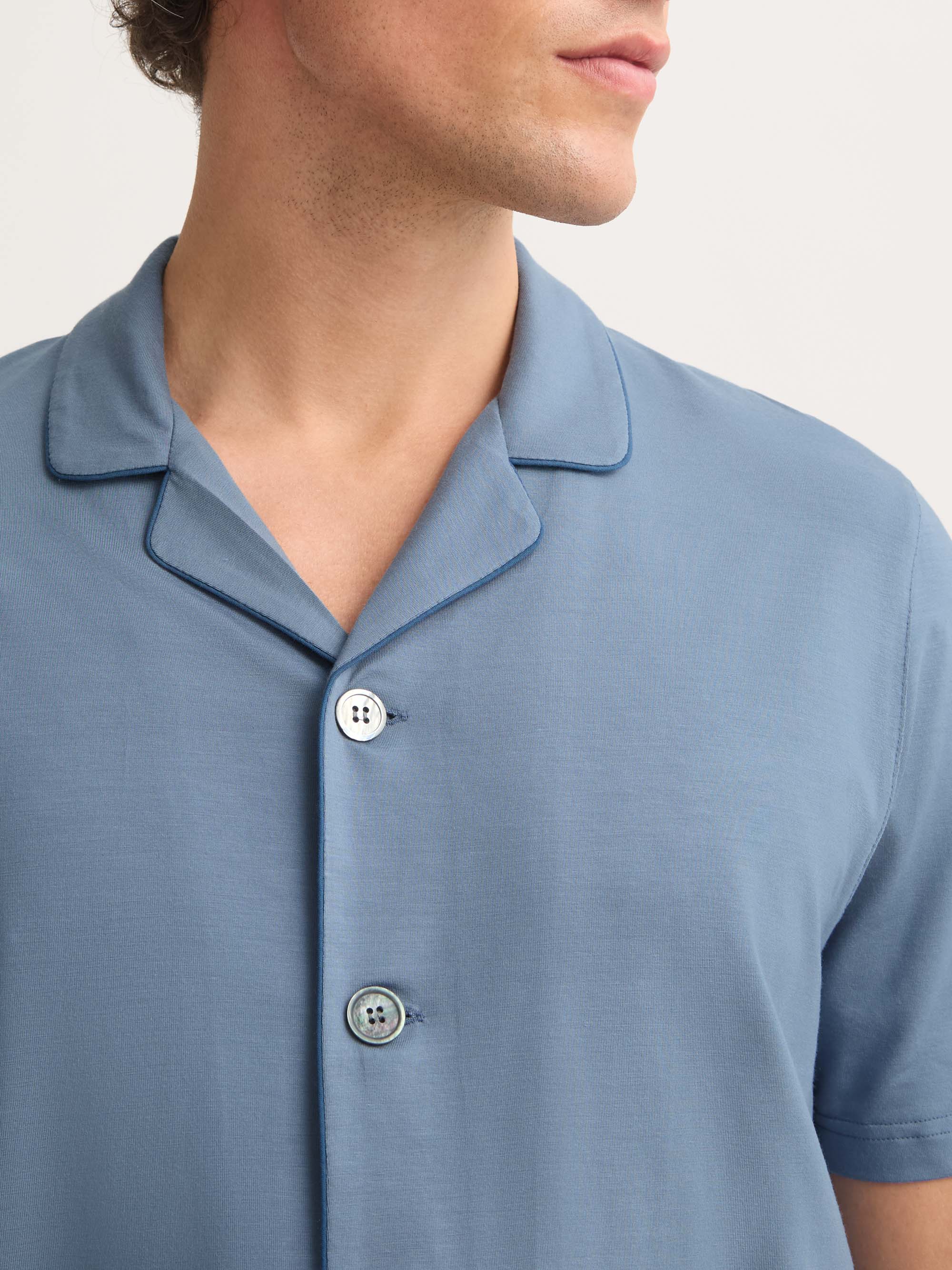 Men's Short Pyjamas Basel Micro Modal Stretch Storm Blue