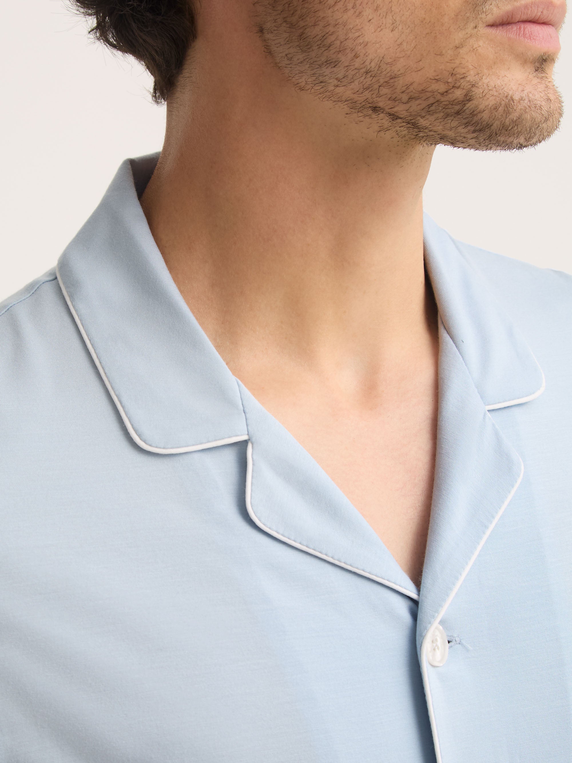 Men's Short Pyjamas Basel Micro Modal Stretch Light Blue