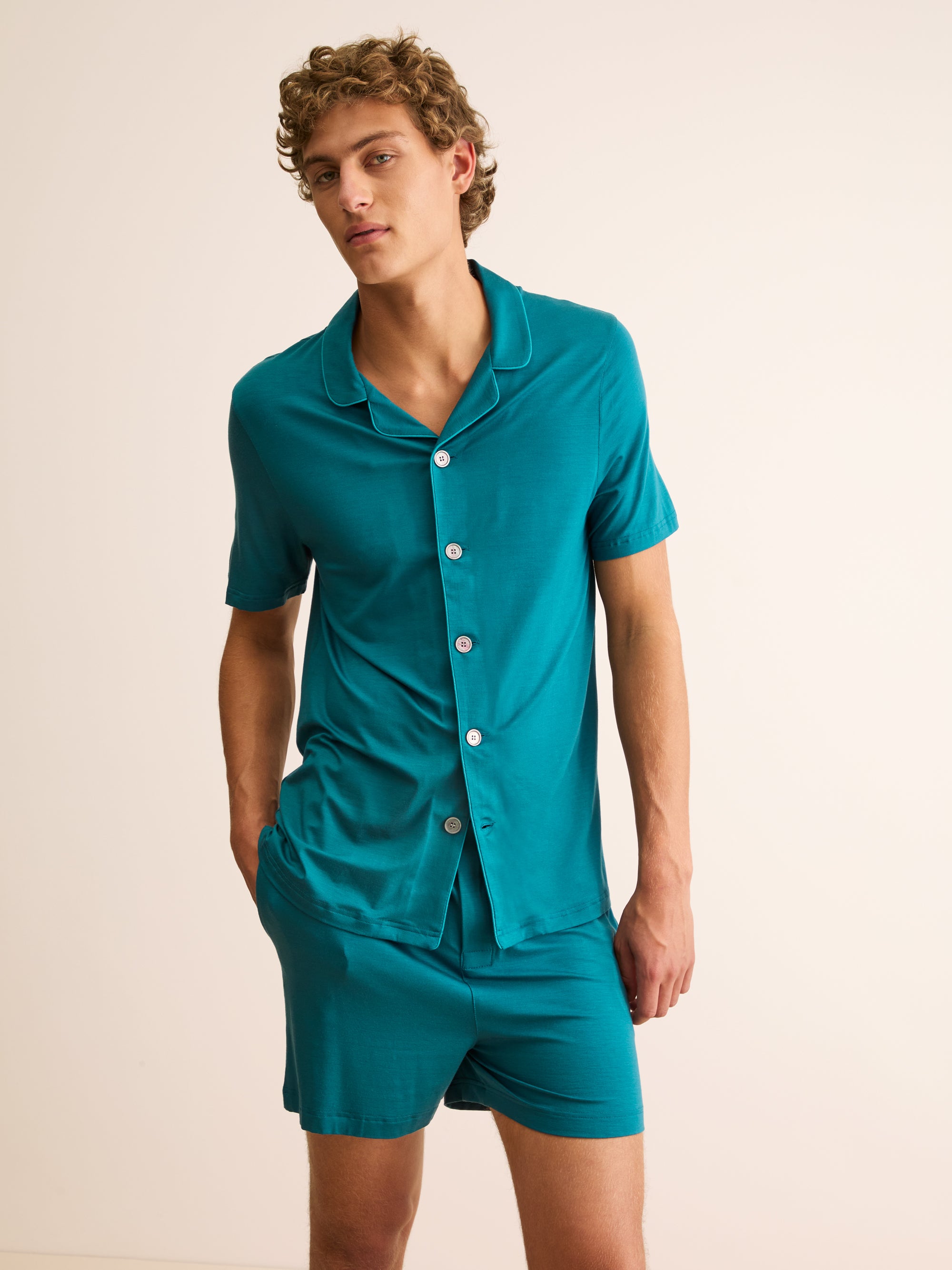 Men's Short Pyjamas Basel Micro Modal Stretch Teal