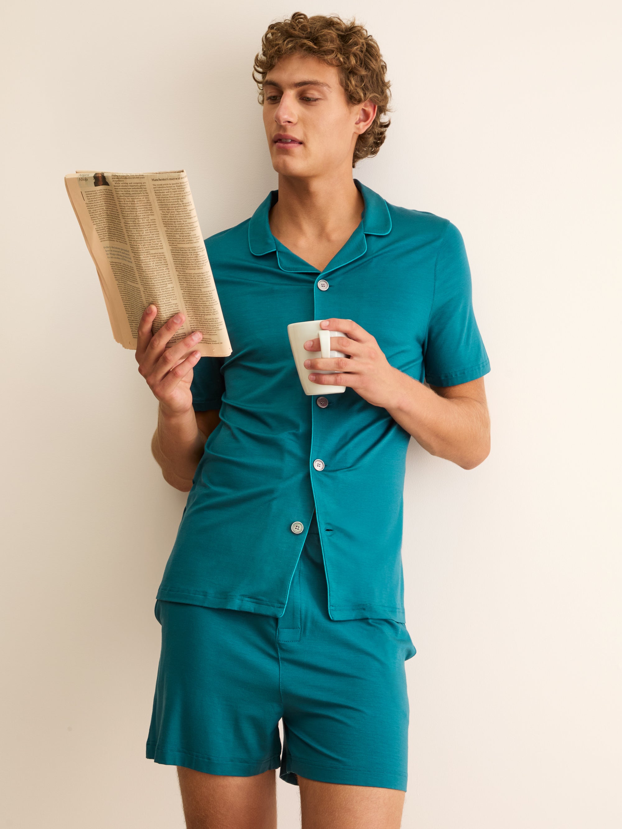 Men's Short Pyjamas Basel Micro Modal Stretch Teal