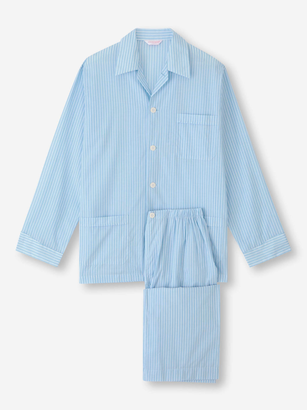 Men's Classic Fit Pyjamas Amalfi 21 Cotton Batiste Blue | Derek Rose