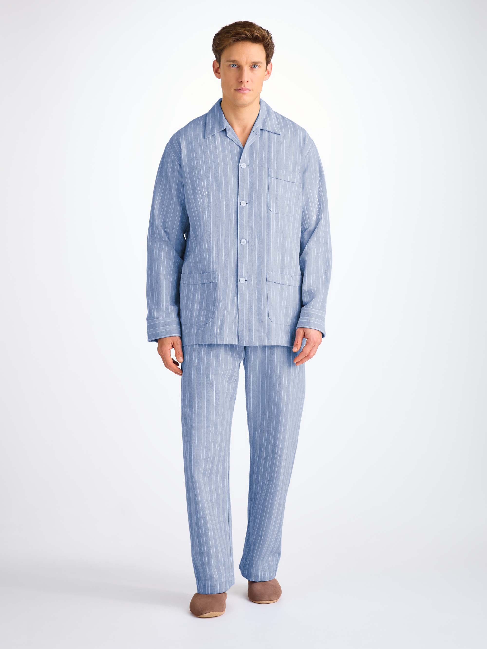 Men's Classic Fit Pyjamas Arran 20 Brushed Cotton Blue