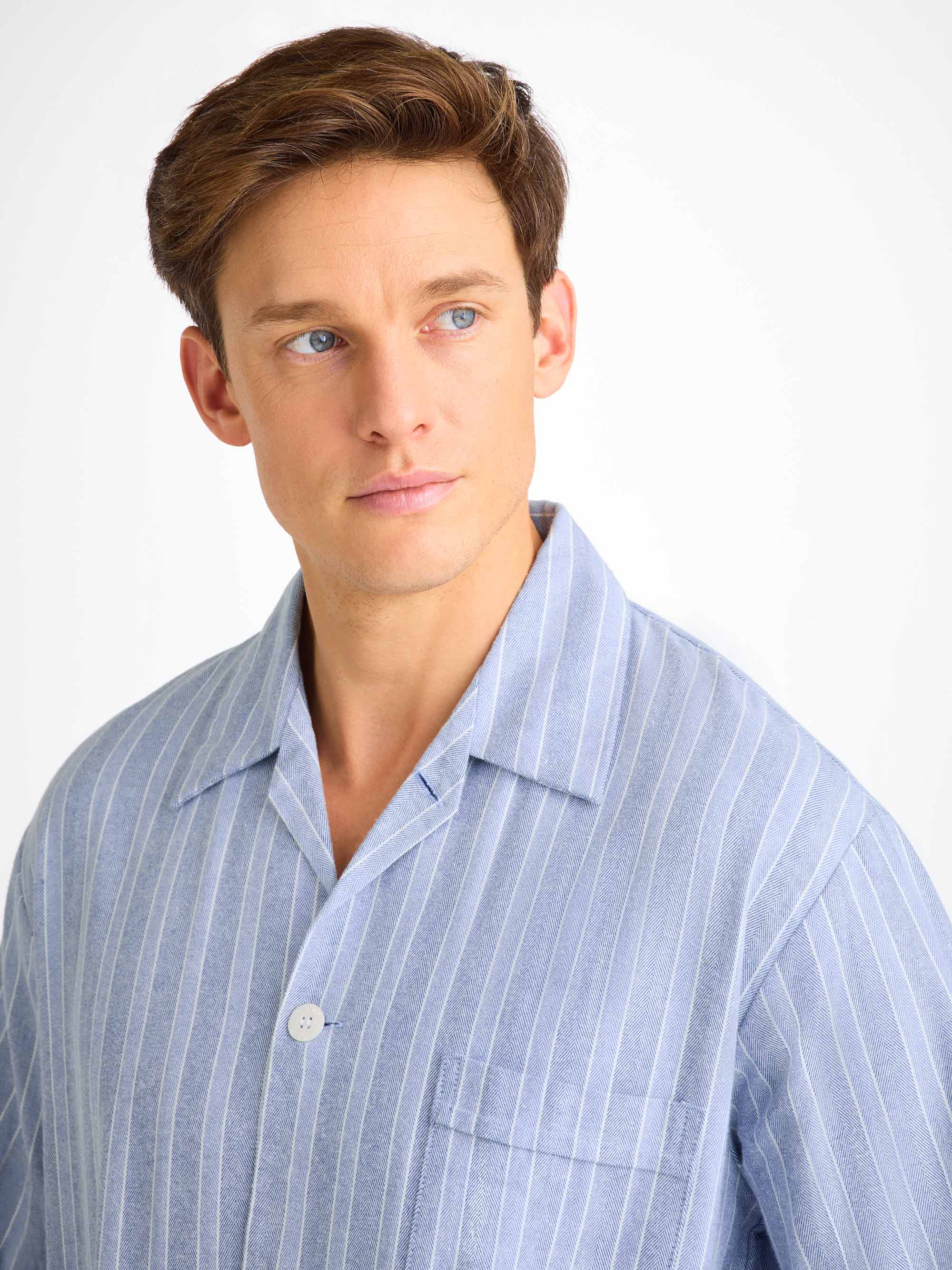 Men's Classic Fit Pyjamas Arran 20 Brushed Cotton Blue