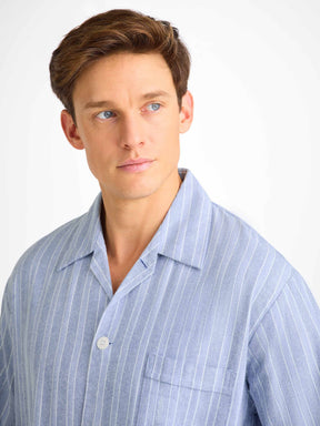 Men's Classic Fit Pyjamas Arran 20 Brushed Cotton Blue