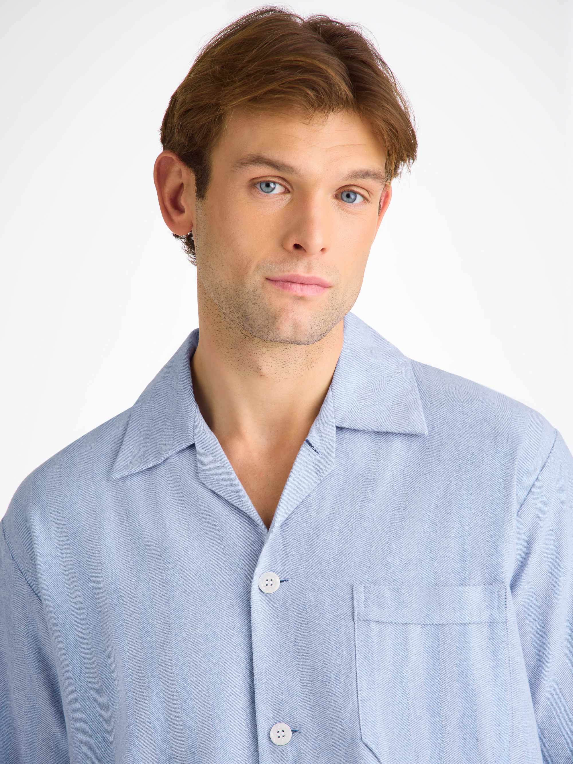 Men's Classic Fit Pyjamas Arran 24 Brushed Cotton Blue