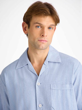 Men's Classic Fit Pyjamas Arran 24 Brushed Cotton Blue