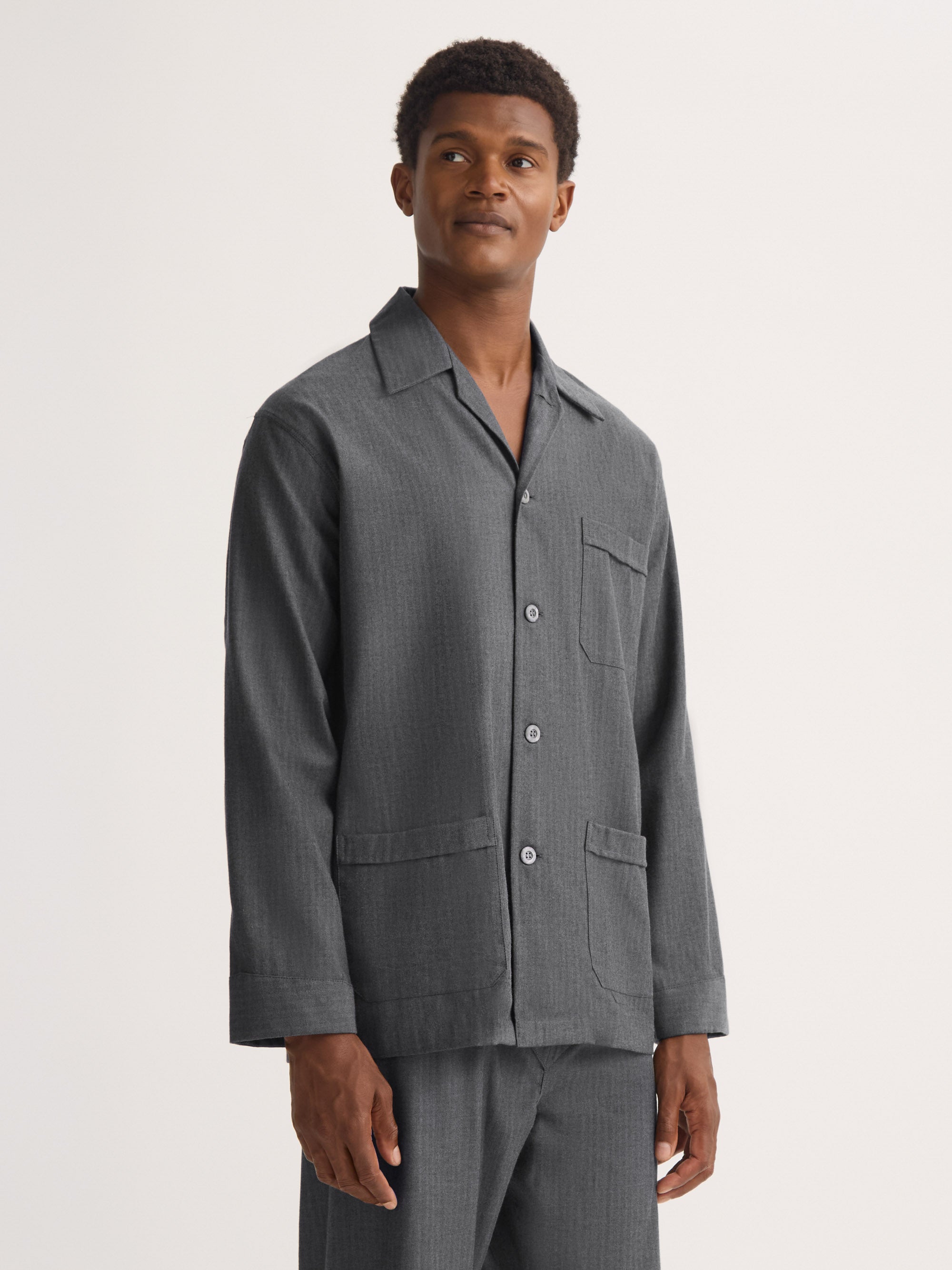 Men's Classic Fit Pajamas Balmoral Brushed Cotton Charcoal