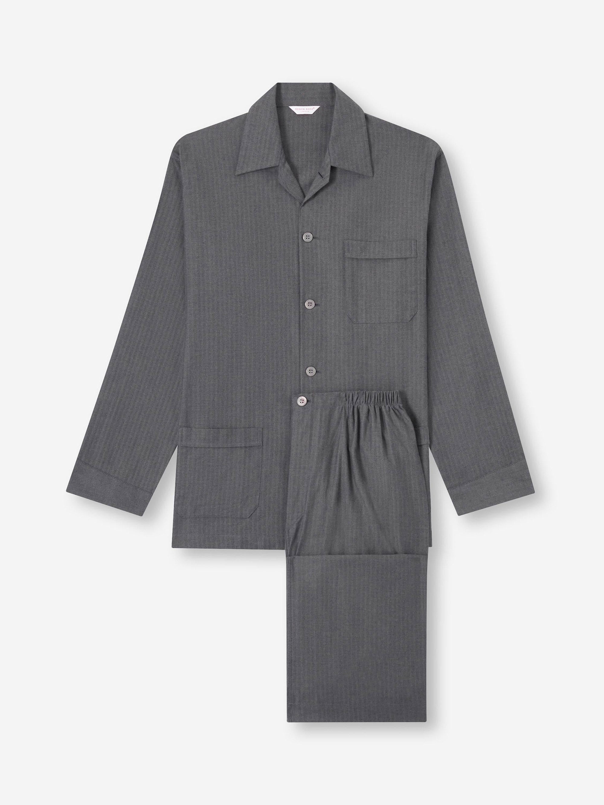 Men's Classic Fit Pyjamas Balmoral Brushed Cotton Charcoal