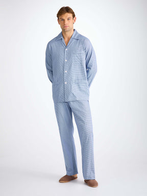Men's Classic Fit Pyjamas Cotton Navy Puppytooth Pattern