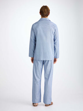 Men's Classic Fit Pyjamas Cotton Navy Puppytooth Pattern