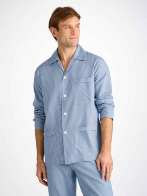 Men's Classic Fit Pyjamas Cotton Navy Puppytooth Pattern