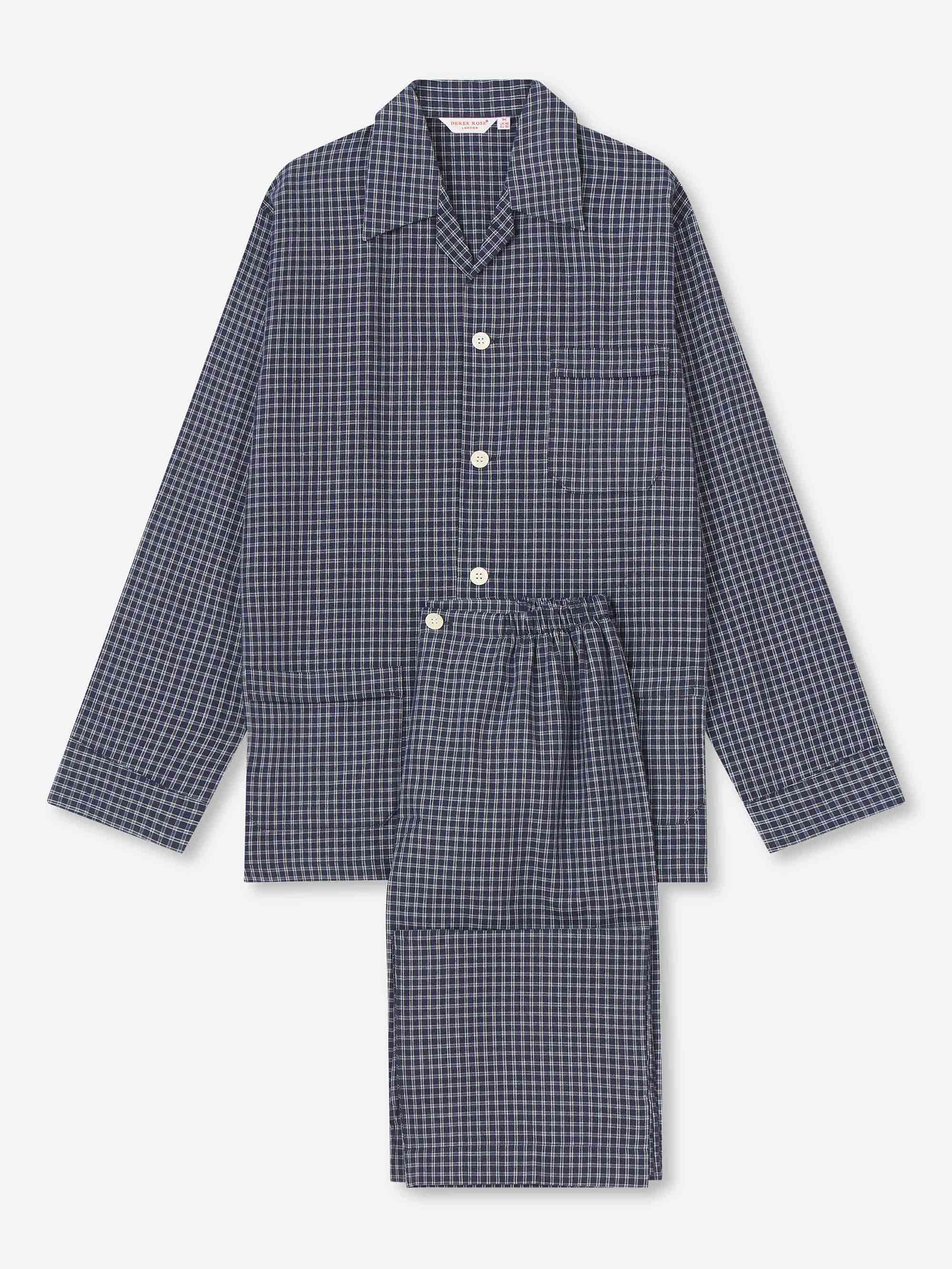 Men's Classic Fit Pyjamas Braemar 32 Brushed Cotton Navy