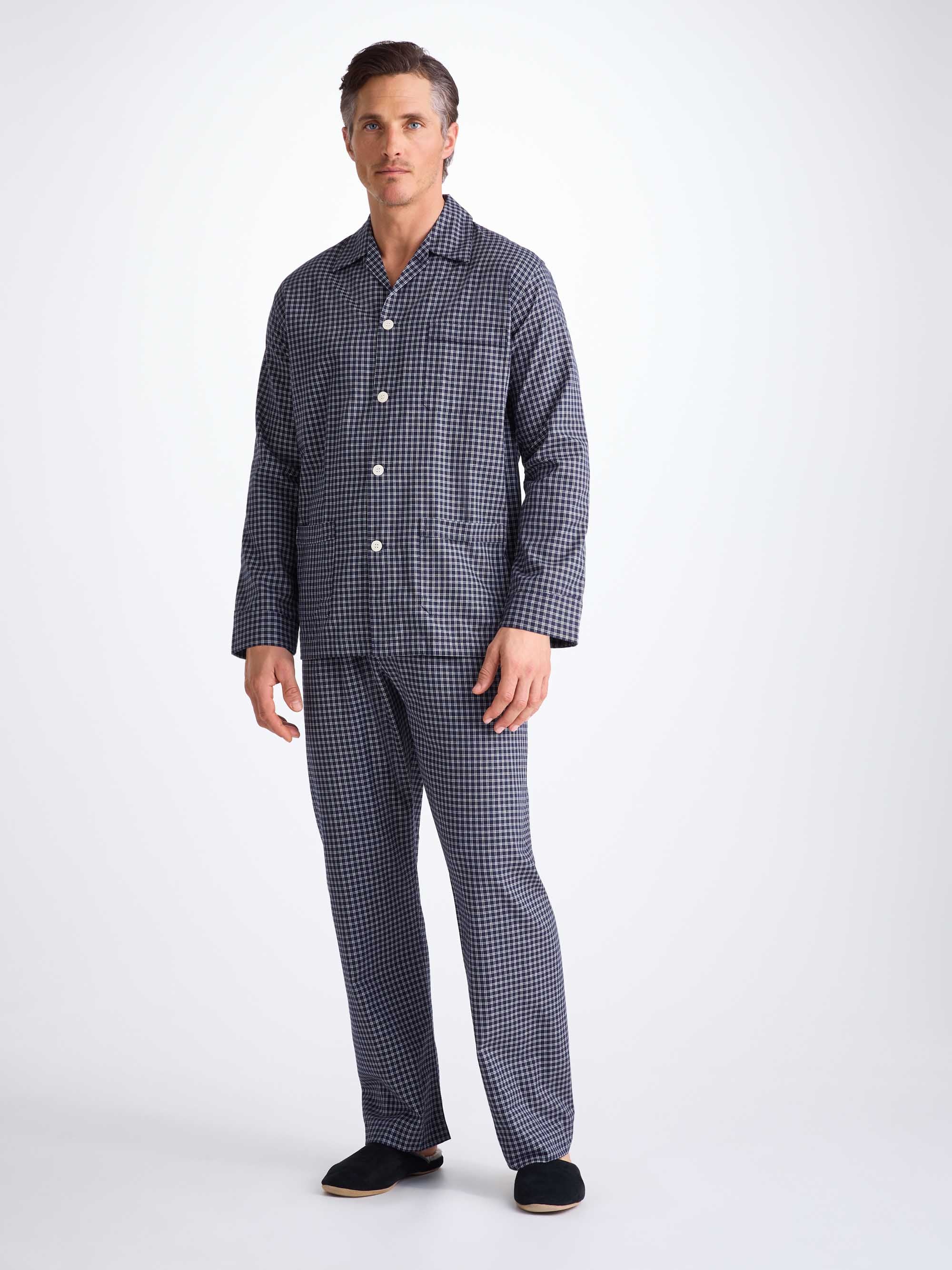 Men's Classic Fit Pyjamas Braemar 32 Brushed Cotton Navy