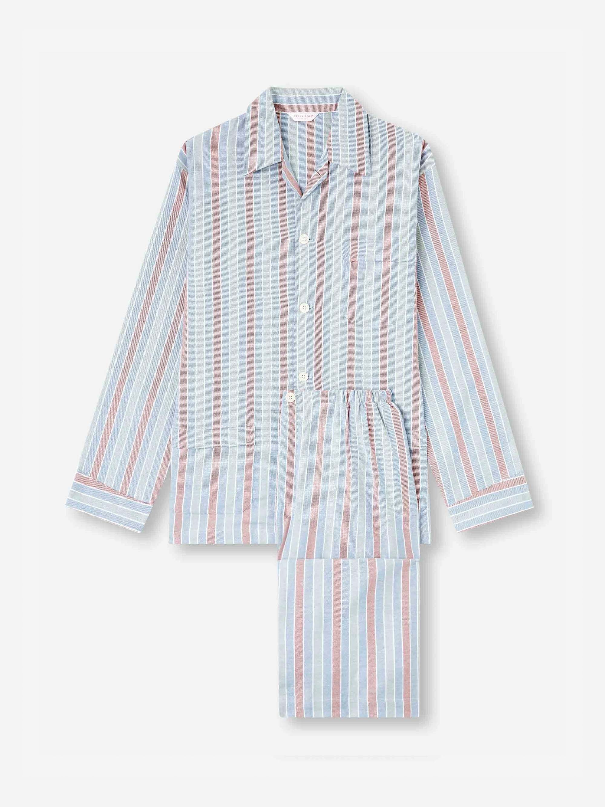 Men's Classic Fit Pyjamas Kelburn 46 Brushed Cotton Blue