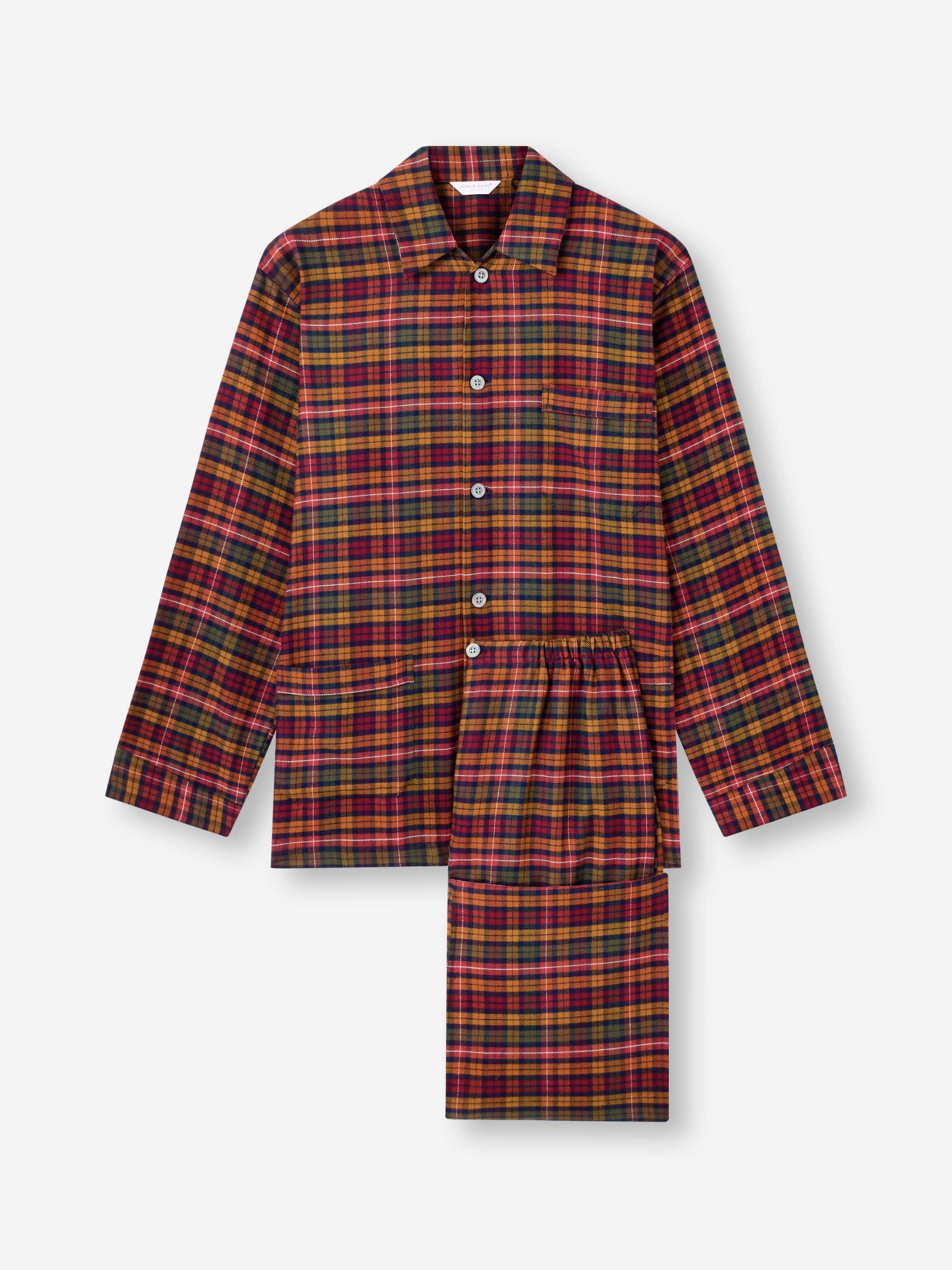Men's Classic Fit Pyjamas Kelburn Brushed Cotton Multicolour Check