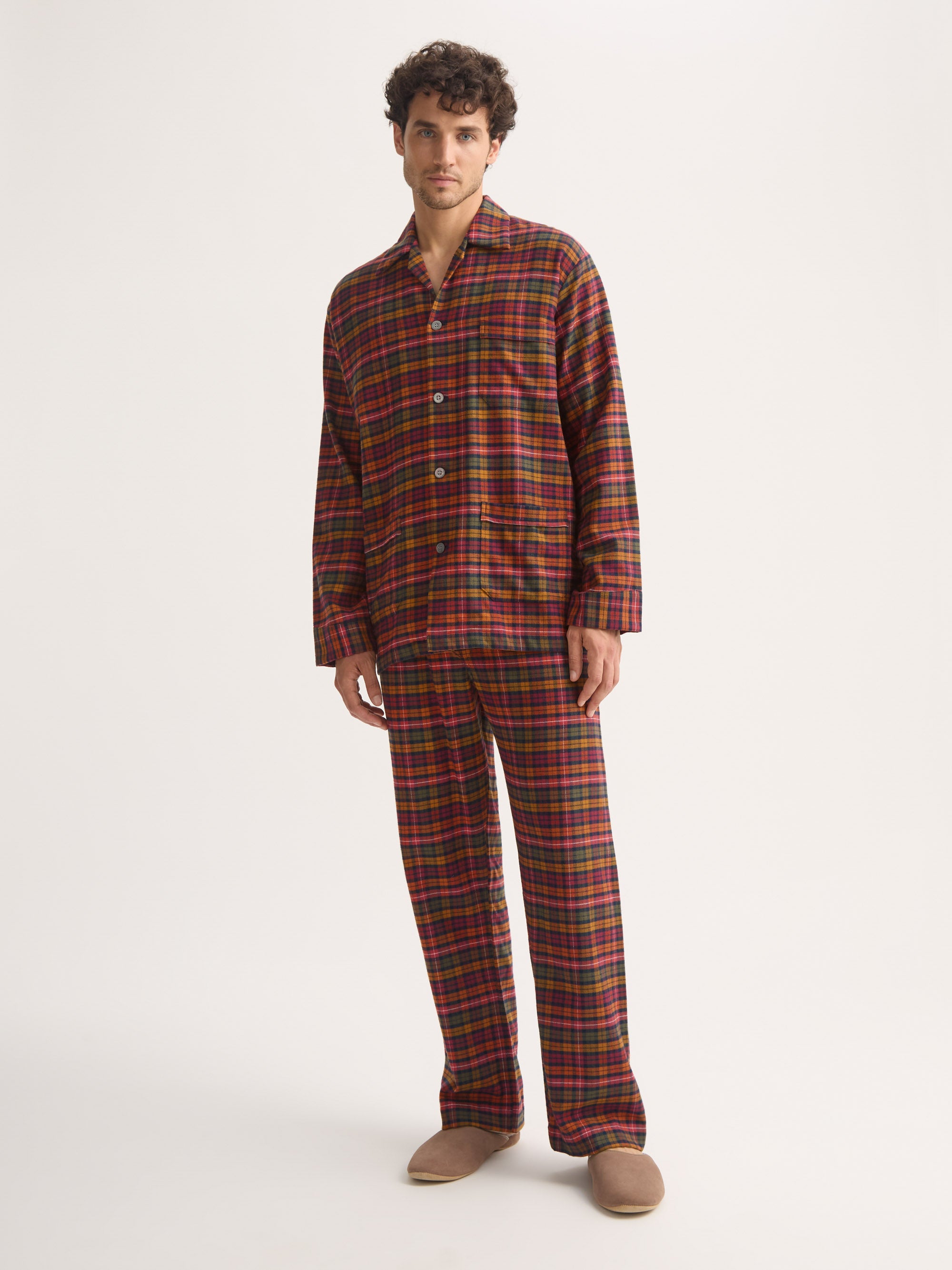Men's Classic Fit Pyjamas Kelburn Brushed Cotton Multicolour Check