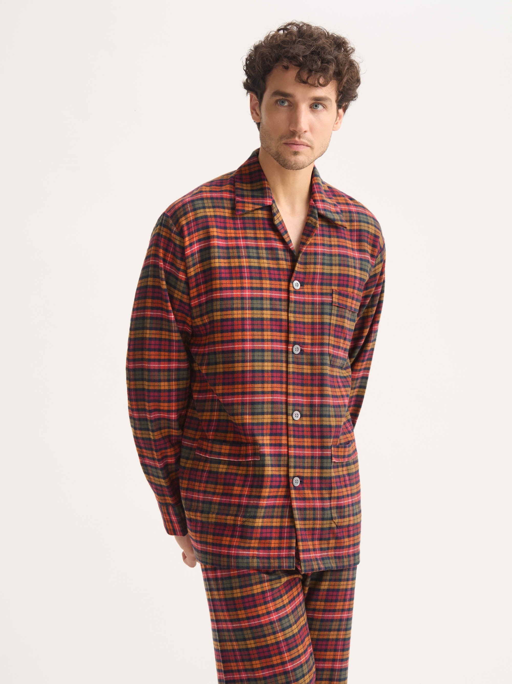 Men's Classic Fit Pyjamas Kelburn Brushed Cotton Multicolour Check
