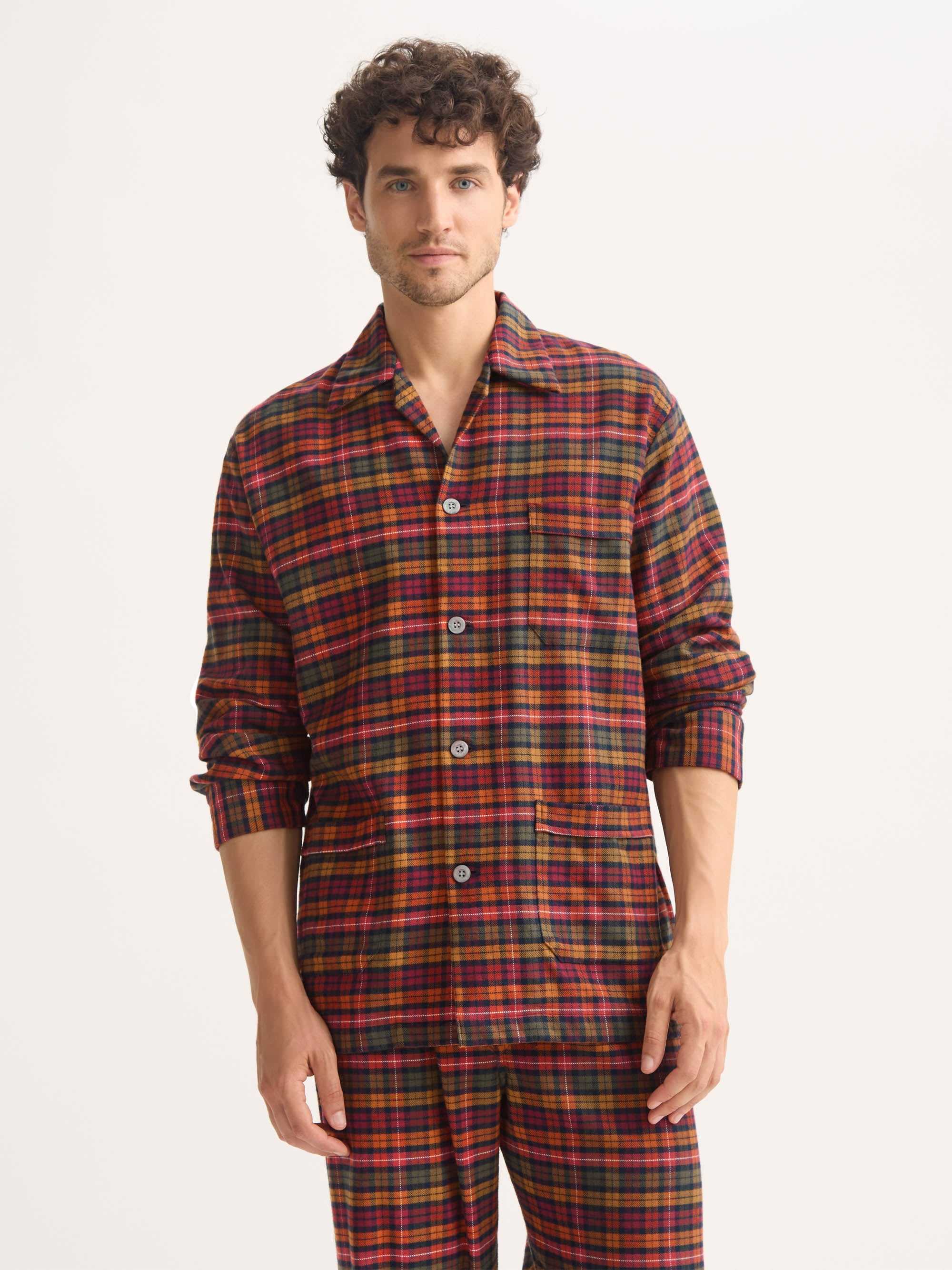 Men's Classic Fit Pyjamas Kelburn Brushed Cotton Multicolour Check
