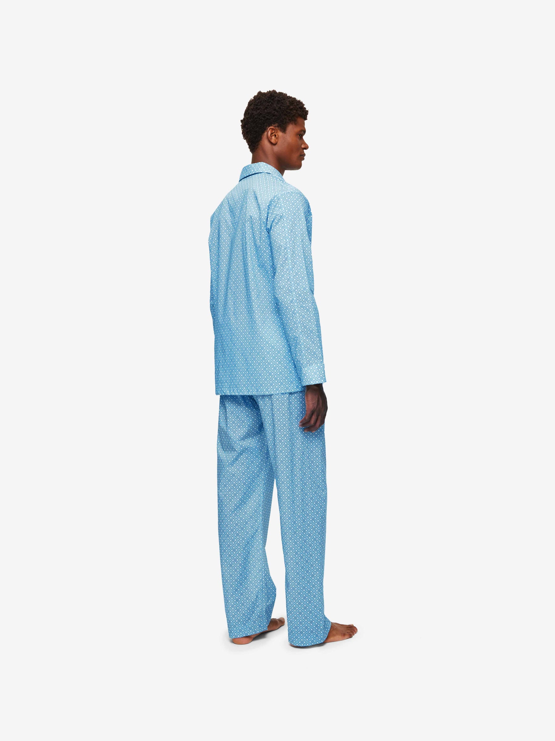 Men's Classic Fit Pyjamas Ledbury 56 Cotton Batiste Blue