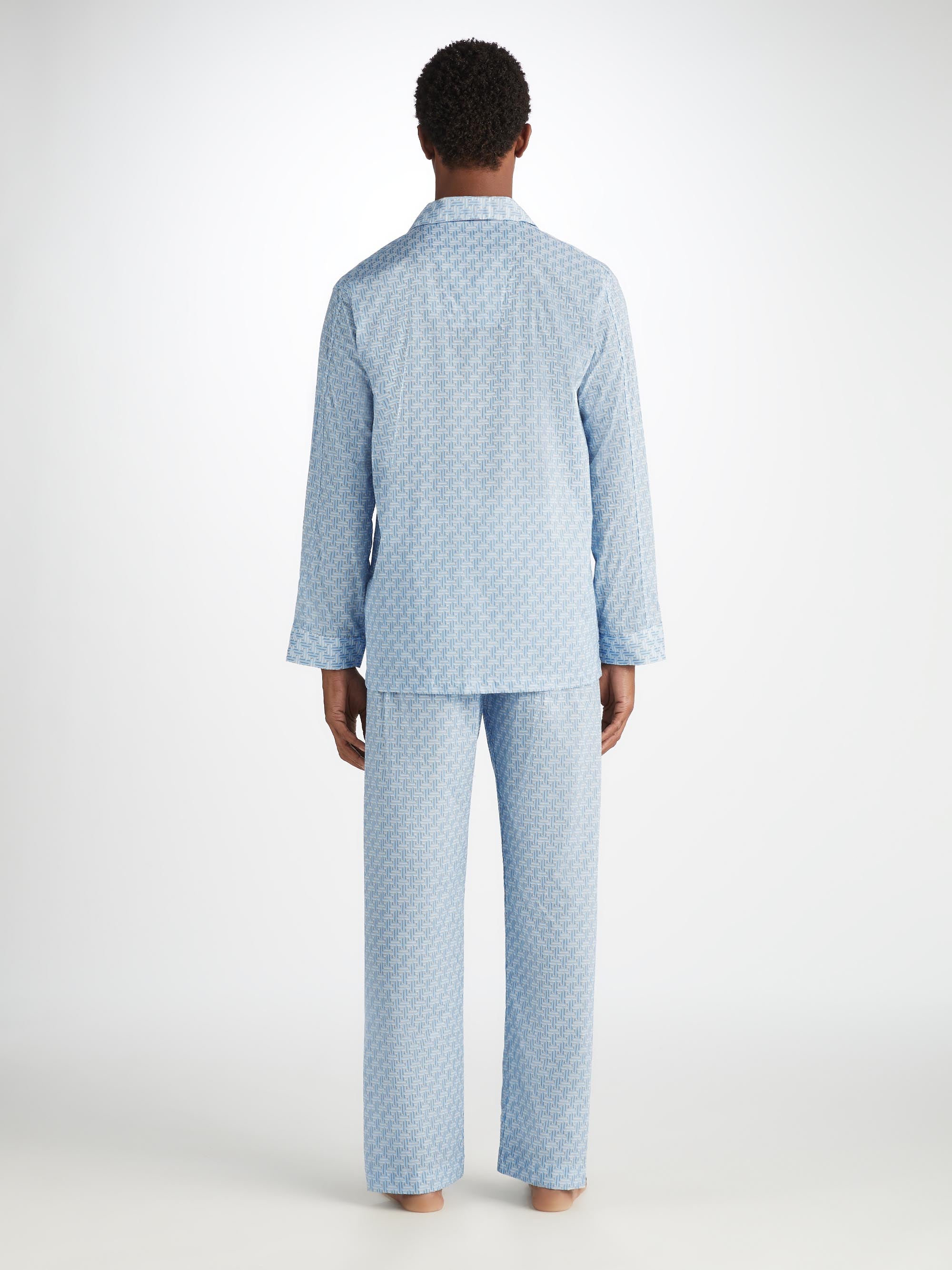 Men's Classic Fit Pyjamas Ledbury 72 Cotton Batiste Blue