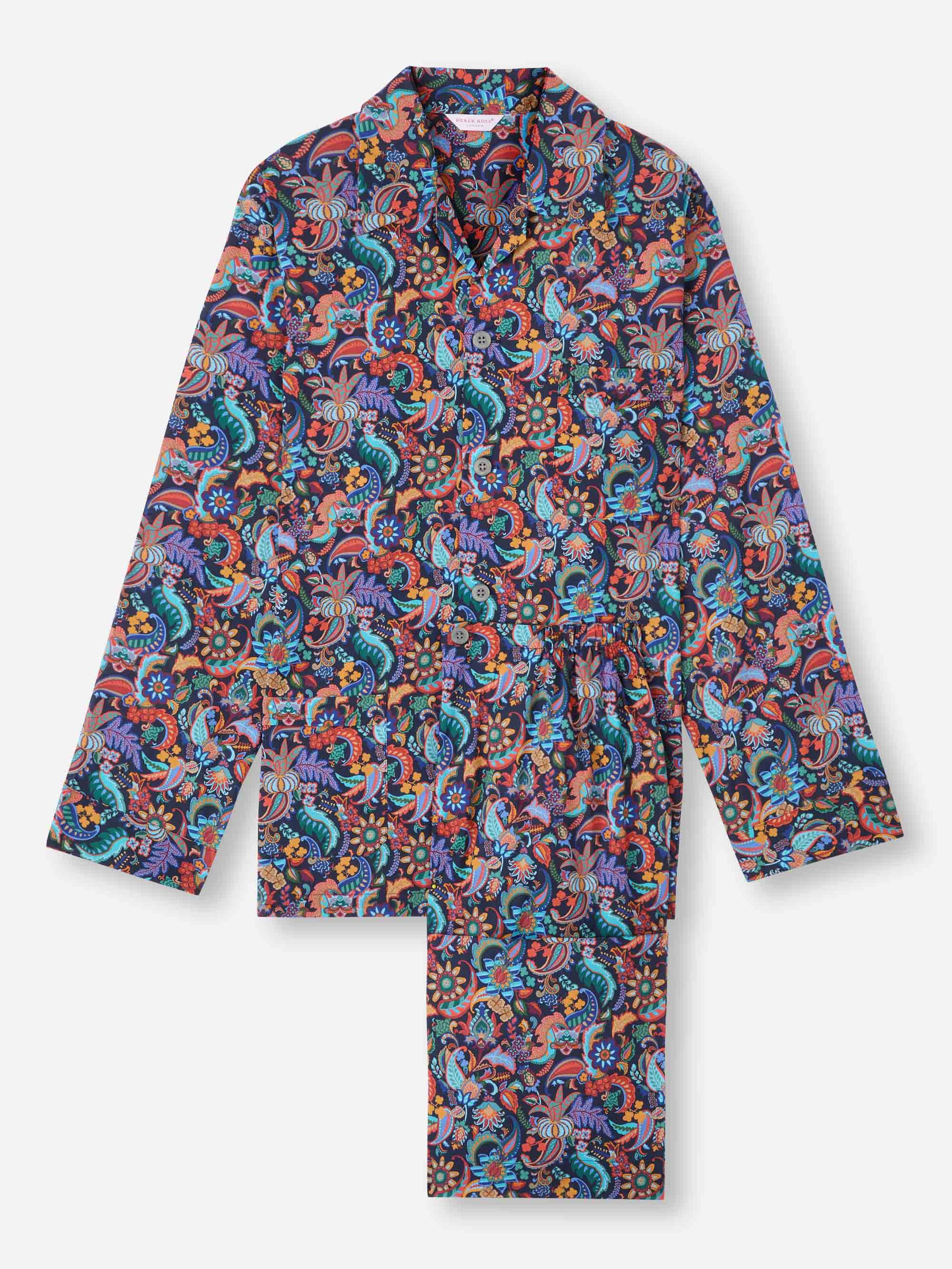 Men's Classic Fit Pajamas Cotton Batiste Multi Jungle Paisley Print