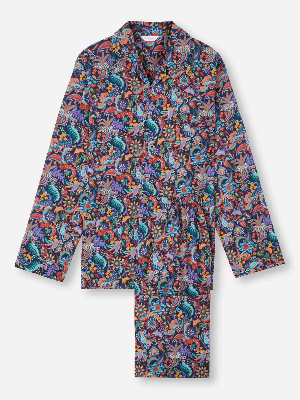 Men's Classic Fit Pyjamas Cotton Batiste Multi Jungle Paisley Print ...