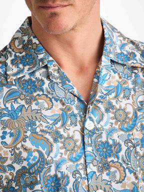 Men's Classic Fit Pajamas Cotton Batiste White Jungle Paisley Print