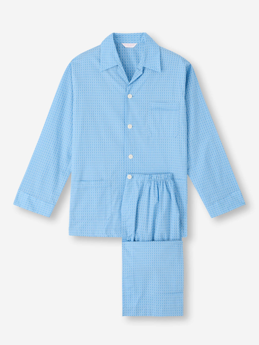 Men's Classic Fit Pyjamas Cotton Batiste Blue Jungle Leaf Print | Derek ...