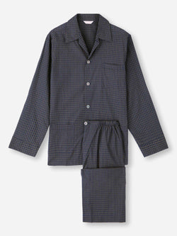 Men's Classic Fit Pajamas Cotton Batiste Navy Jungle Leaf Print