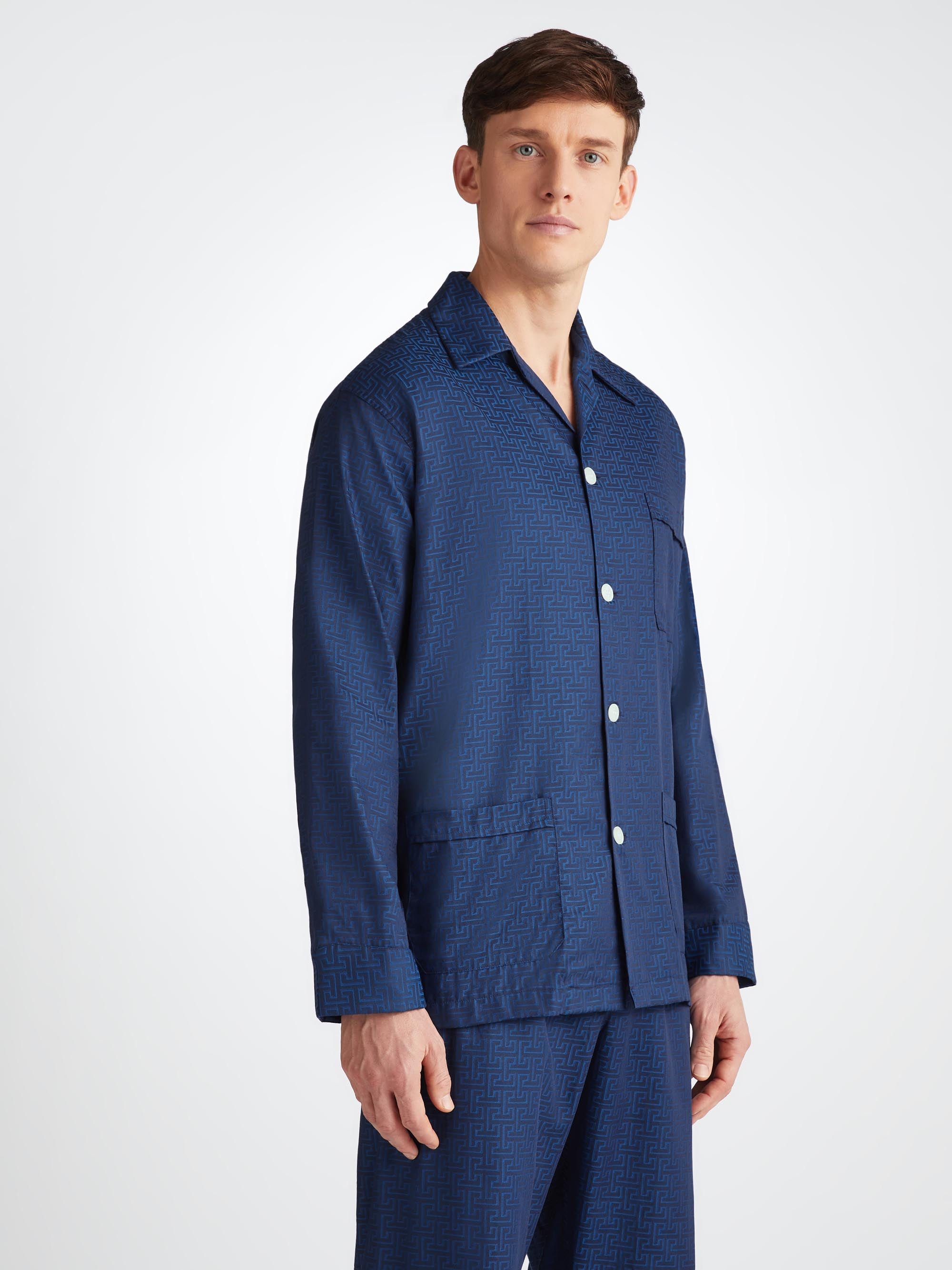 Men's Classic Fit Pyjamas Paris 27 Cotton Jacquard Navy