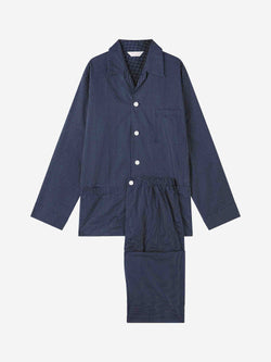 Men's Classic Fit Pyjamas Cotton Batiste Navy Pin Dot Print