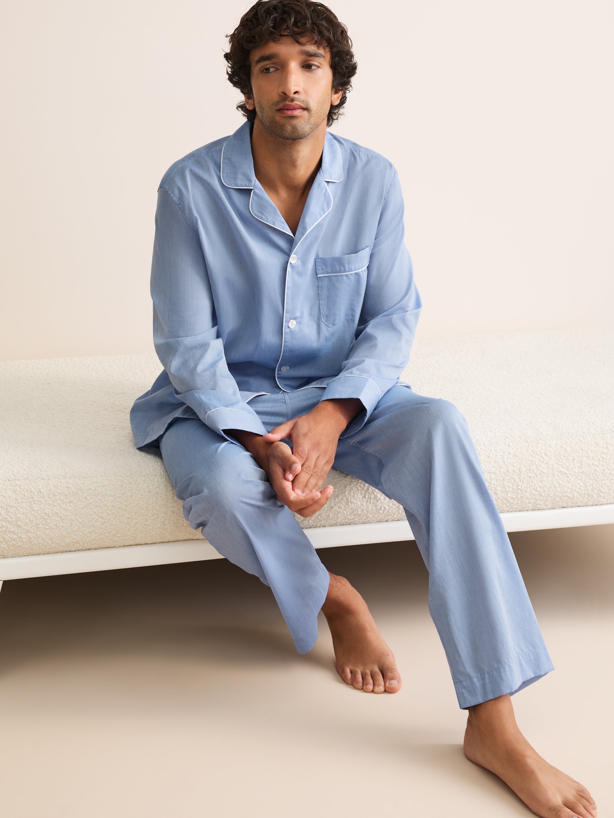 Amalfi Cotton Batiste Pyjamas Cornflower Blue