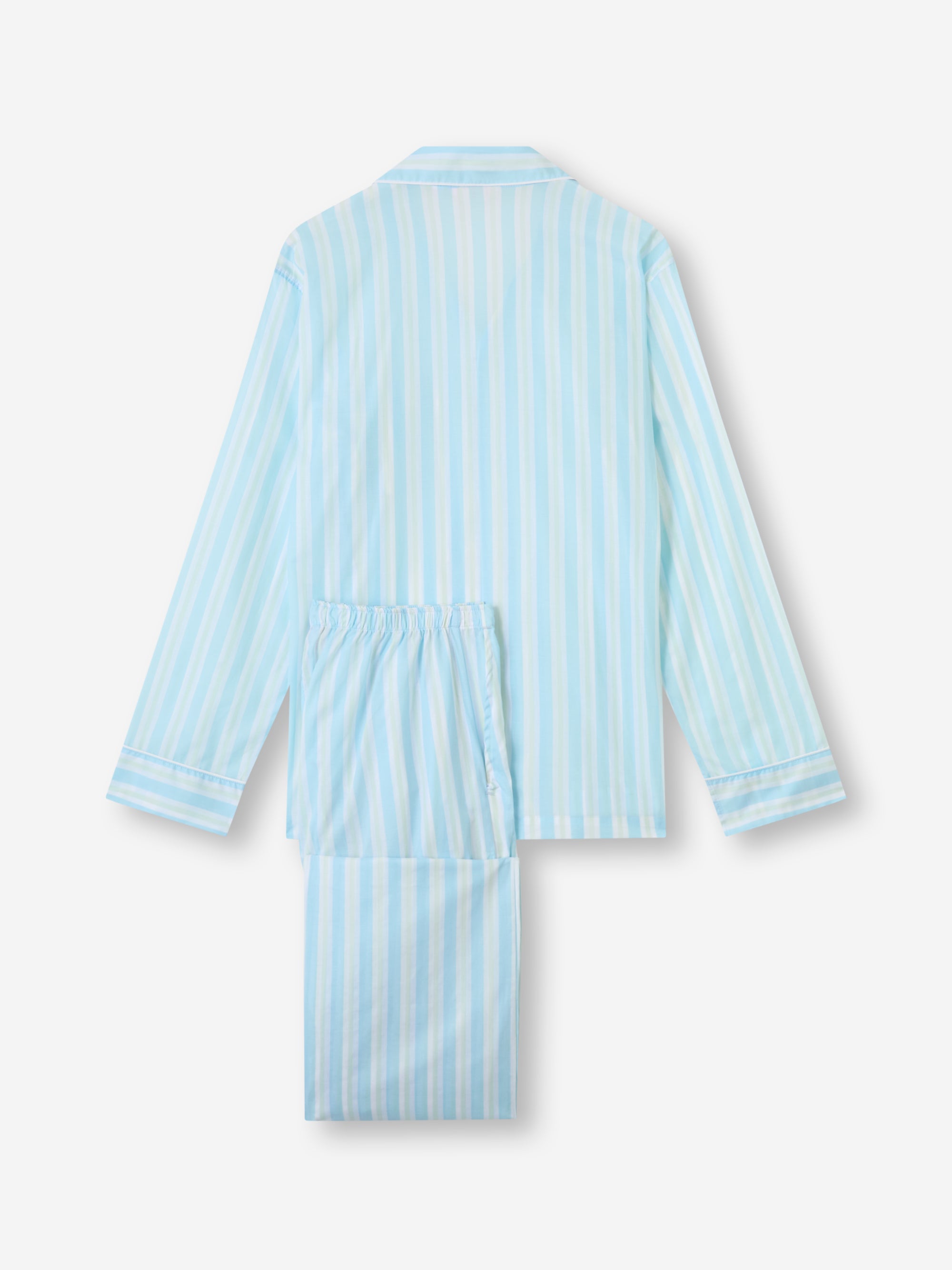 Men's Classic Fit Pyjamas Amalfi Cotton Batiste Aqua Blue Stripe