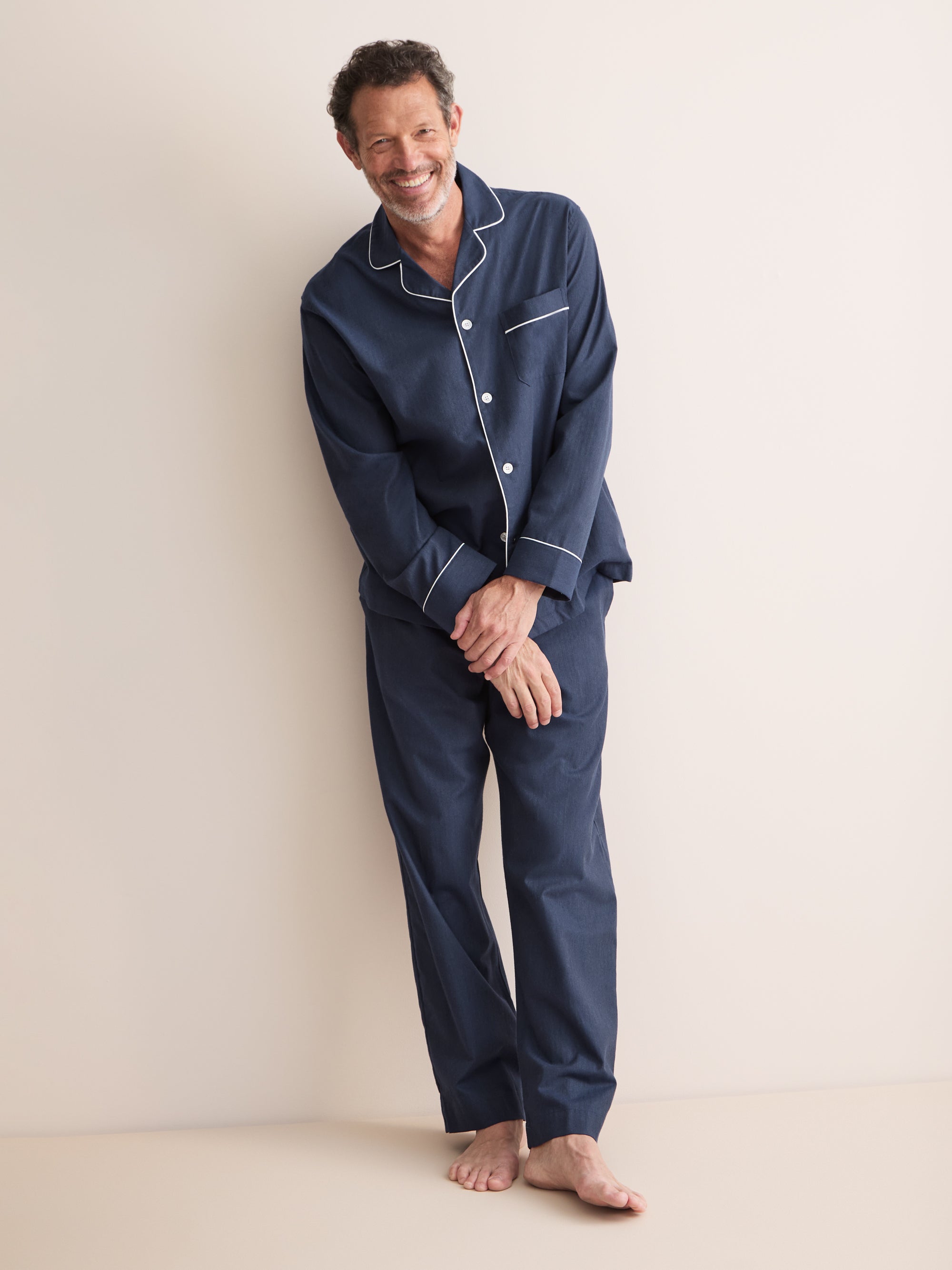 Balmoral Brushed Cotton Pajamas Washed Navy