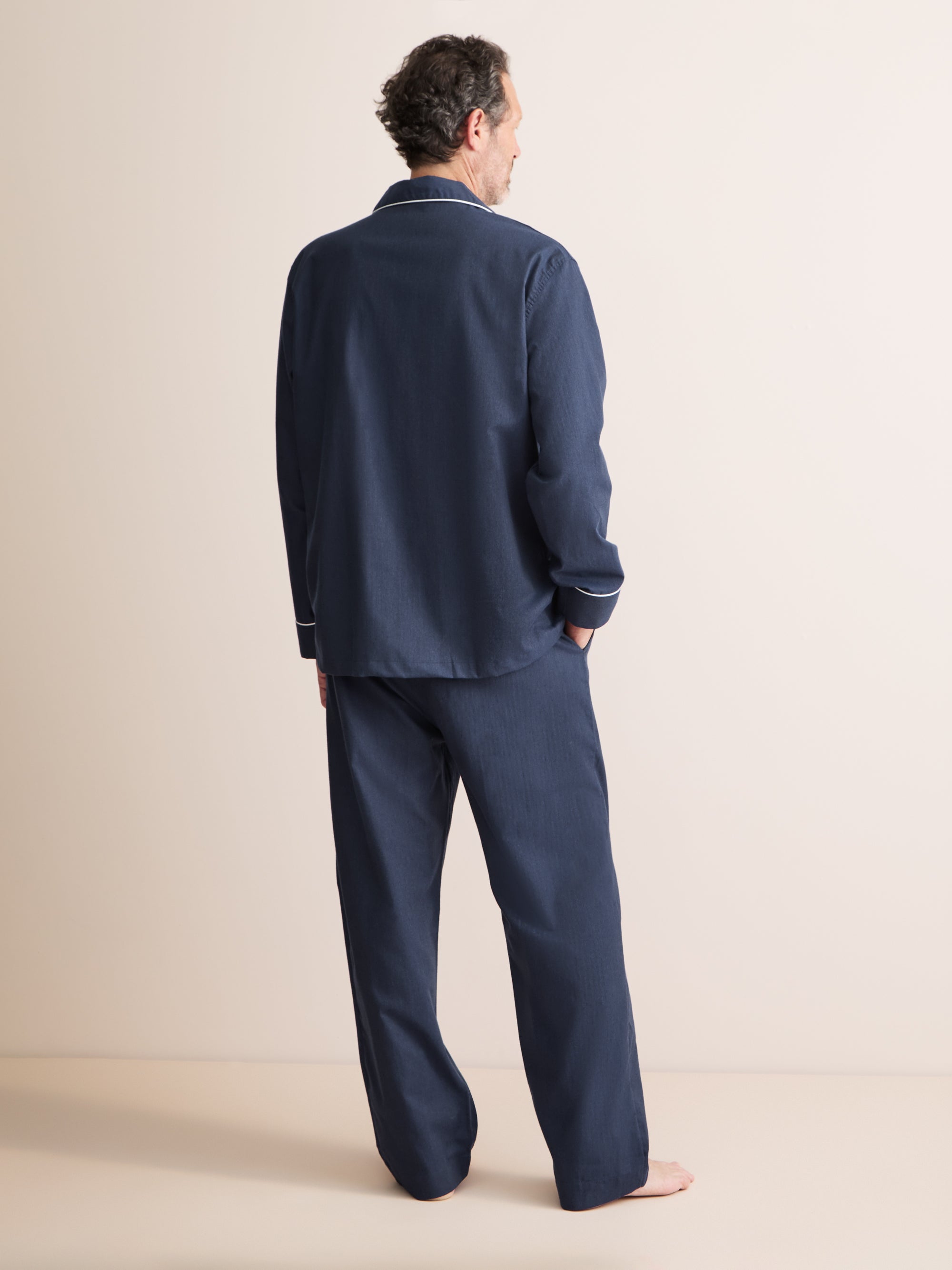 Balmoral Brushed Cotton Pajamas Washed Navy