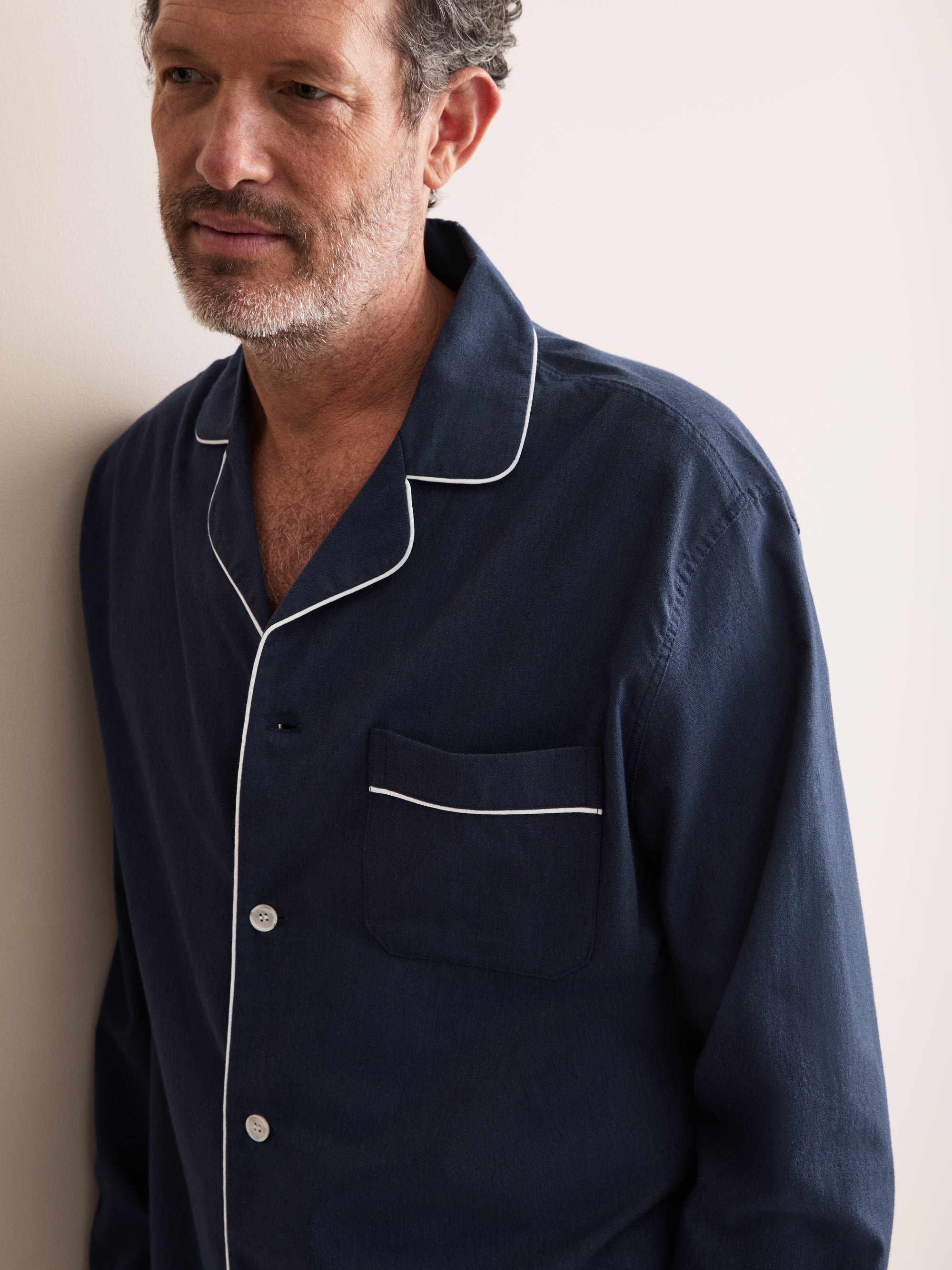 Balmoral Brushed Cotton Pajamas Washed Navy