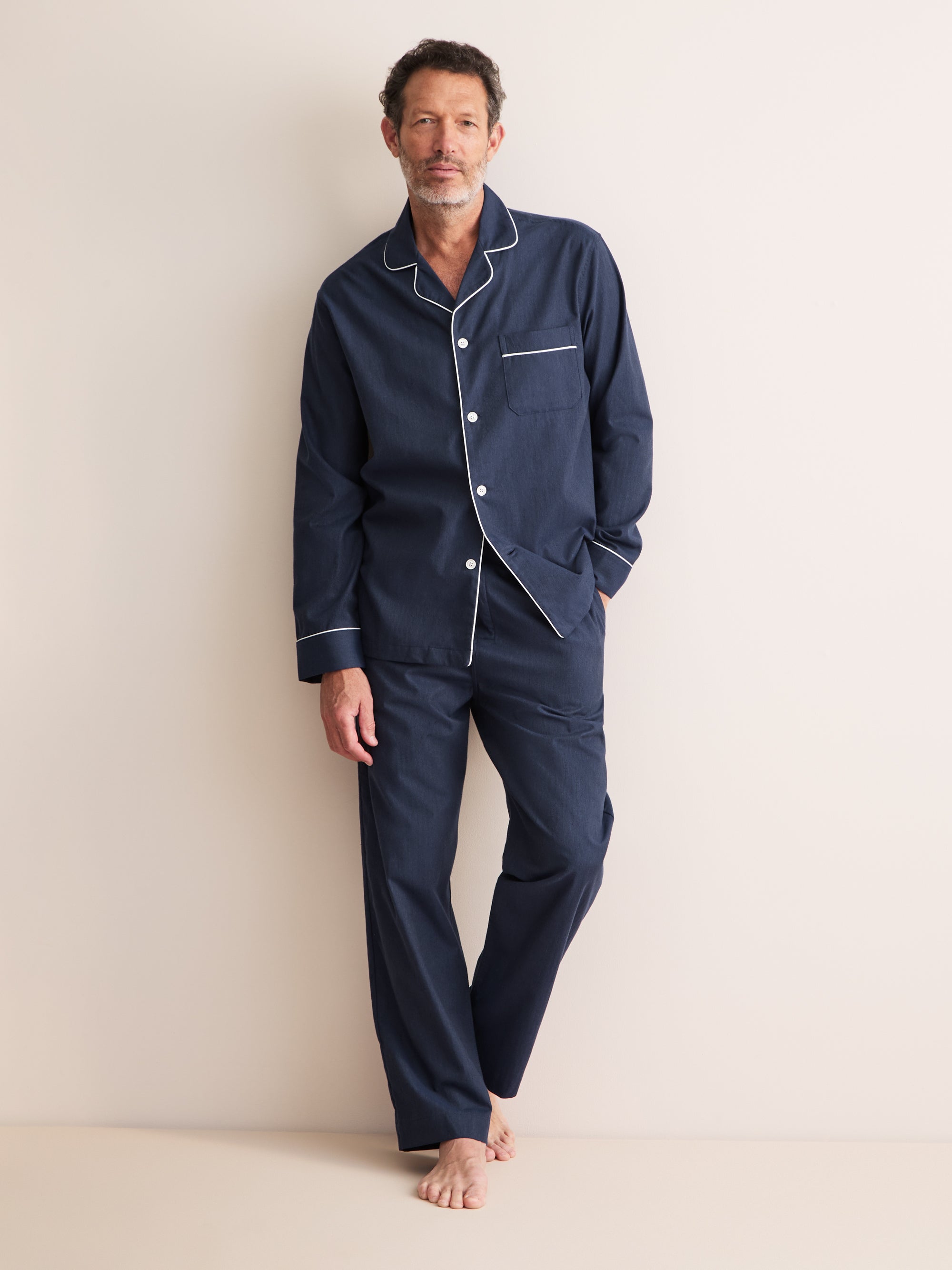 Balmoral Brushed Cotton Pajamas Washed Navy