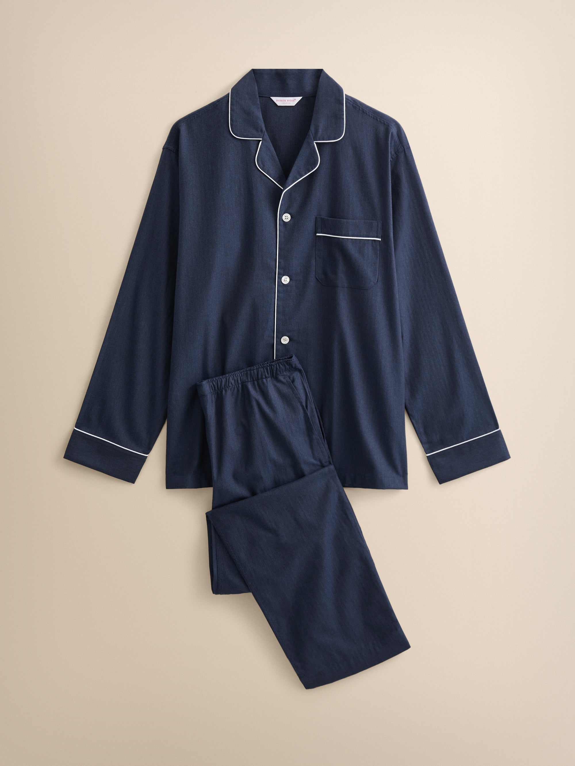 Balmoral Brushed Cotton Pajamas Washed Navy