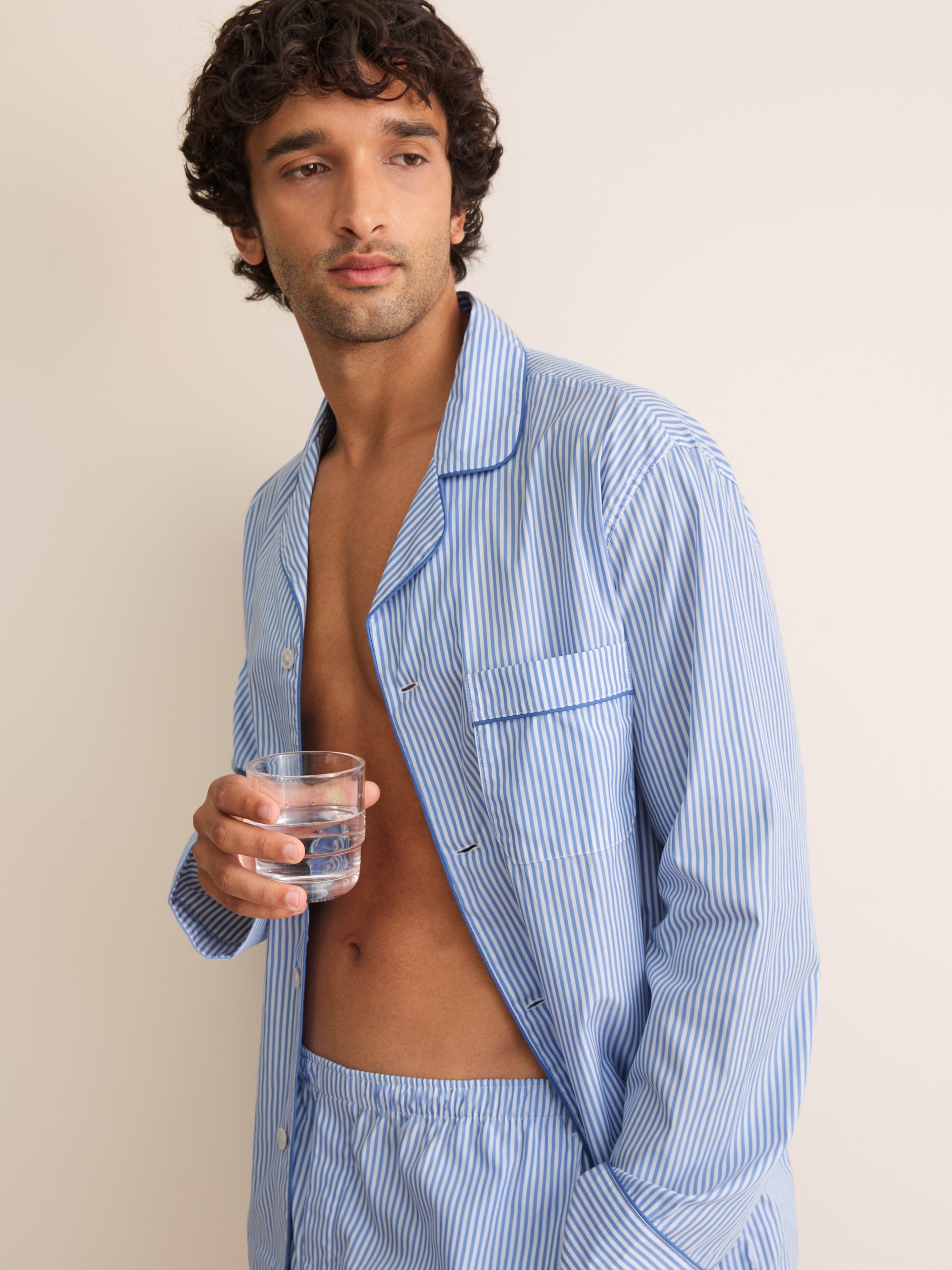 James Cotton Pajamas Blue & White Stripe