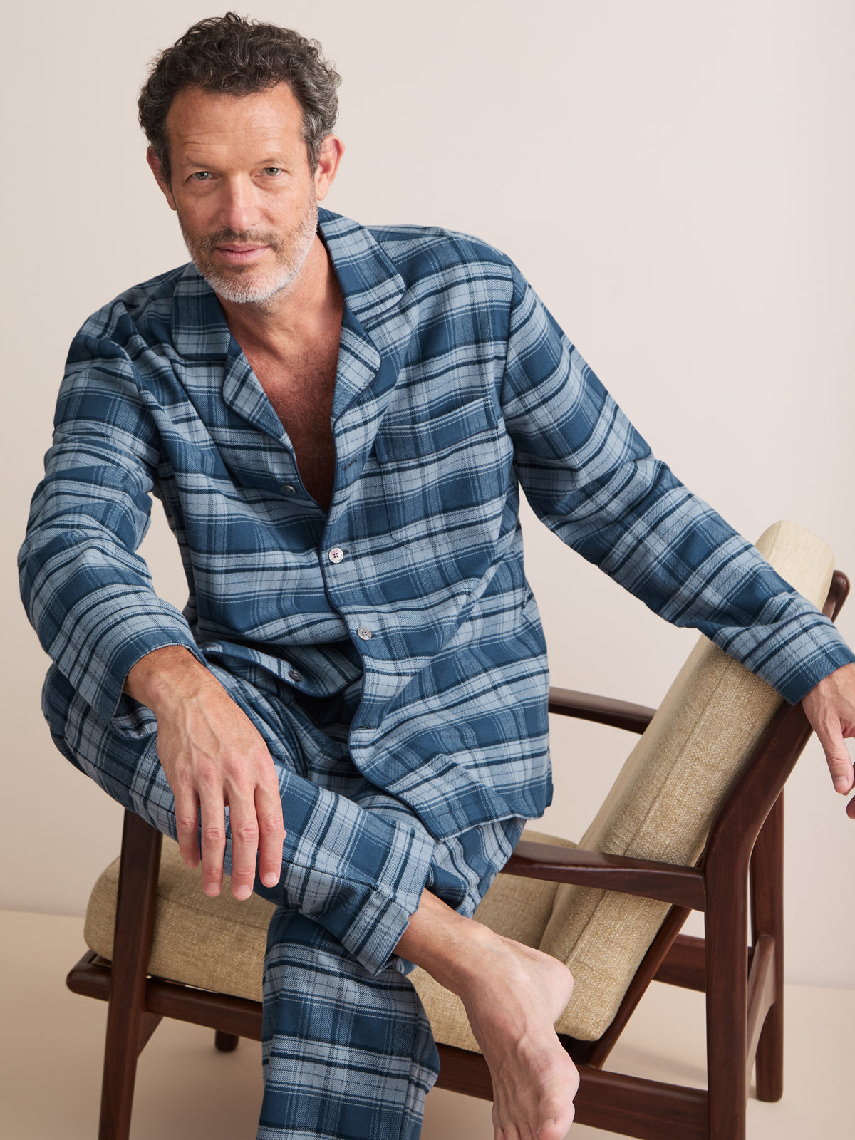 Kelburn Brushed Cotton Pyjamas Blue Check
