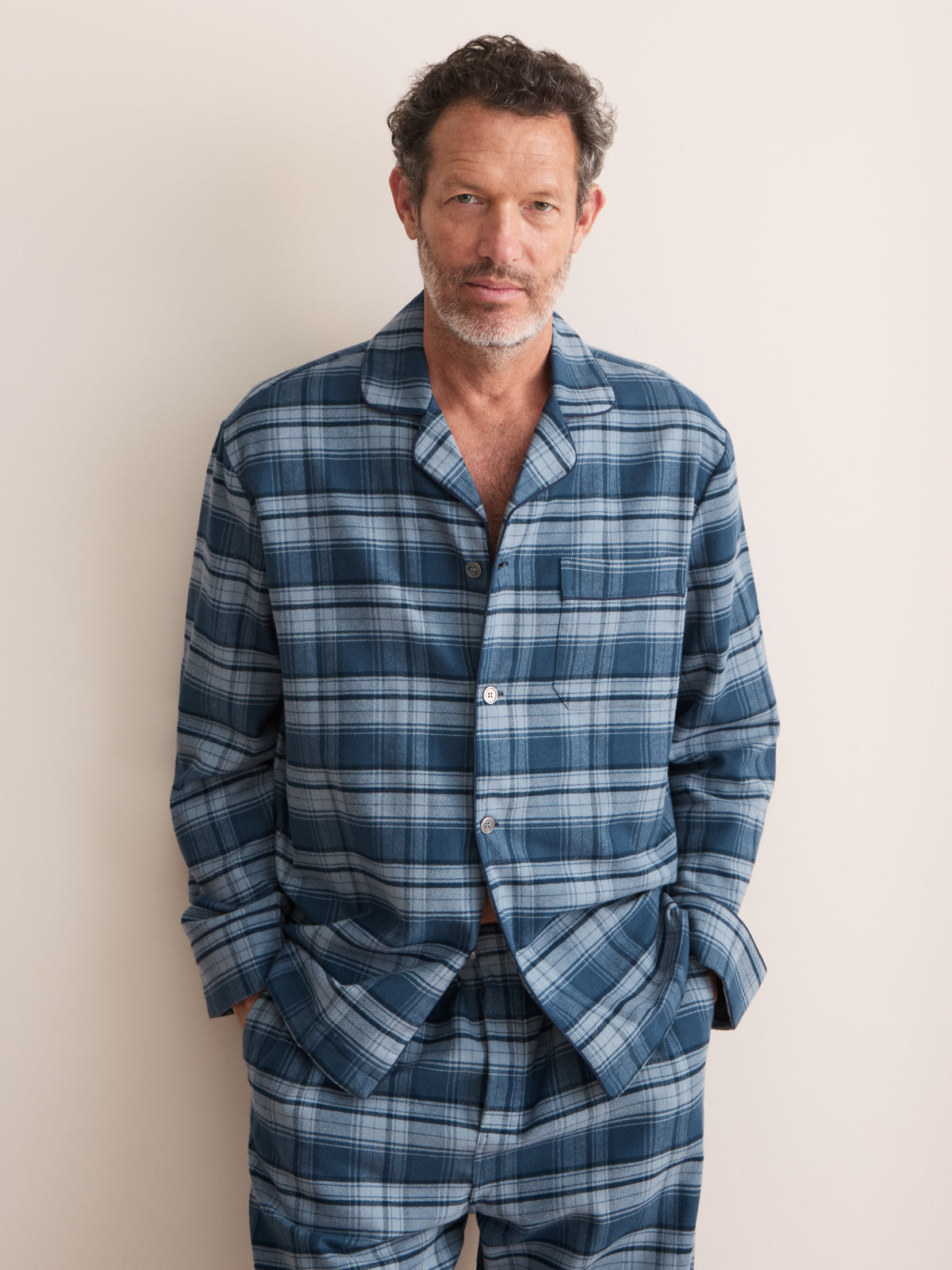 Kelburn Brushed Cotton Pyjamas Blue Check