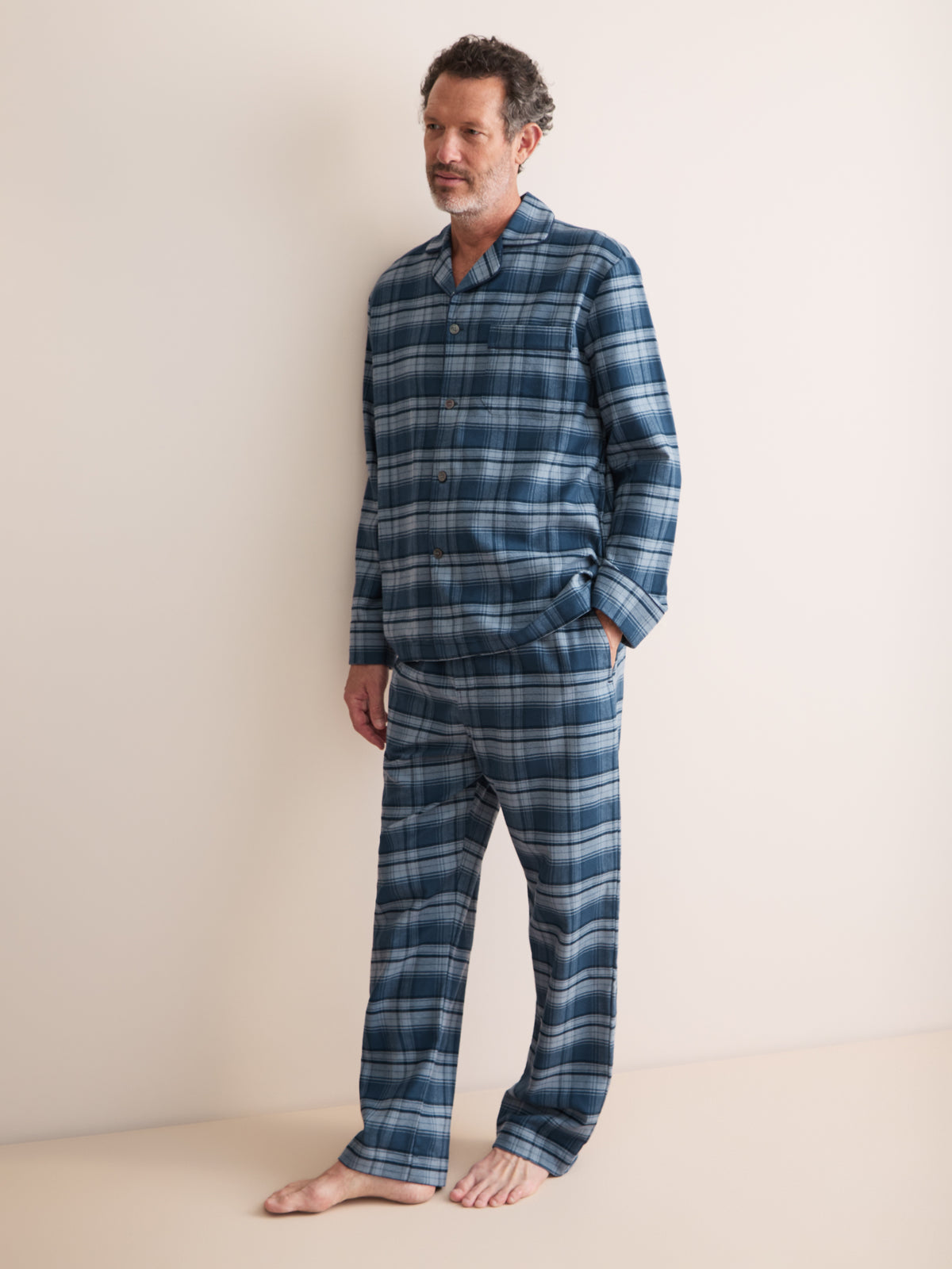 Kelburn Brushed Cotton Pyjamas Blue Check