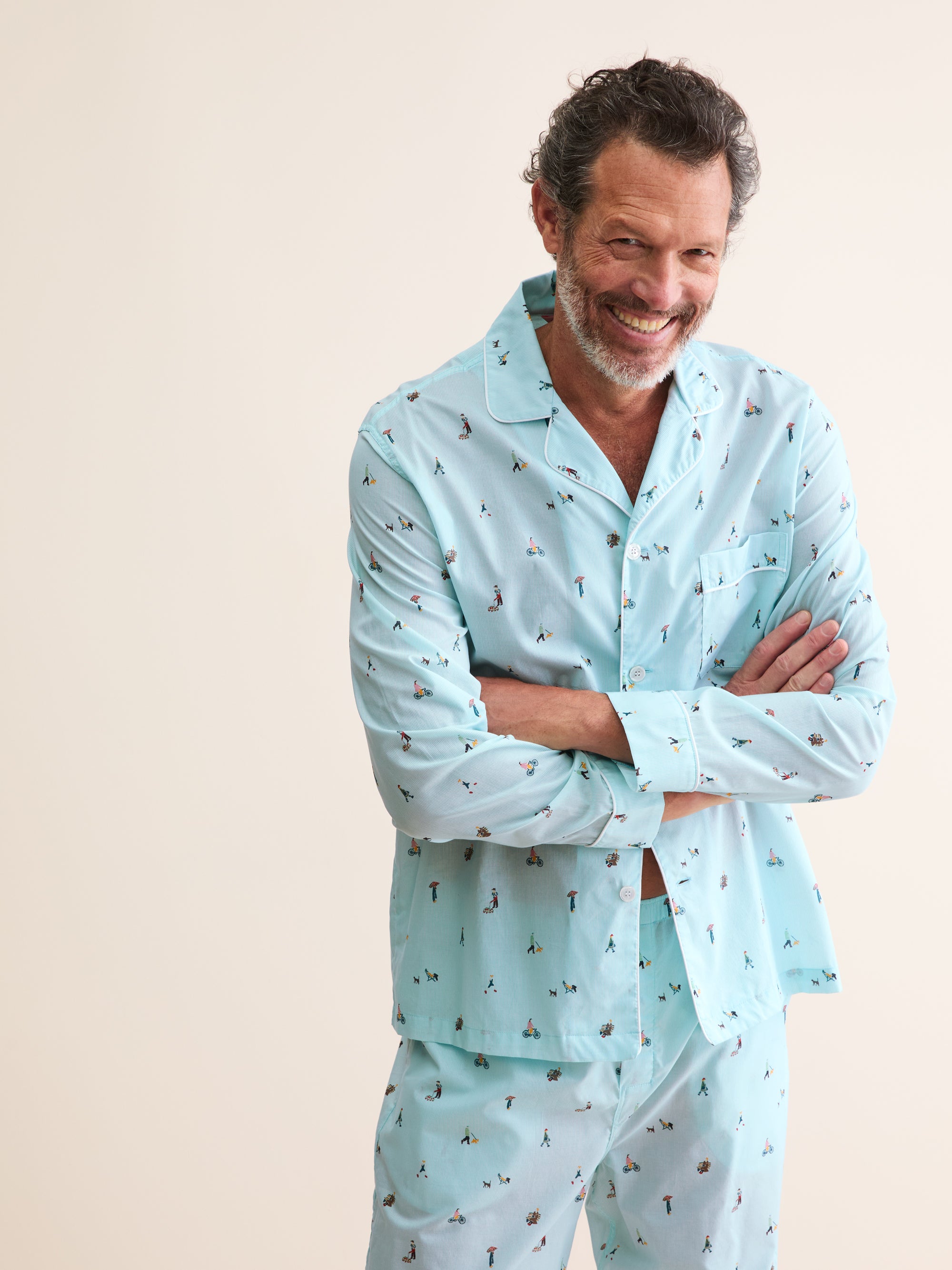DEREK ROSE セットアップ Men's Classic Fit Pyjamas People of London Blue Stripe | Derek Rose