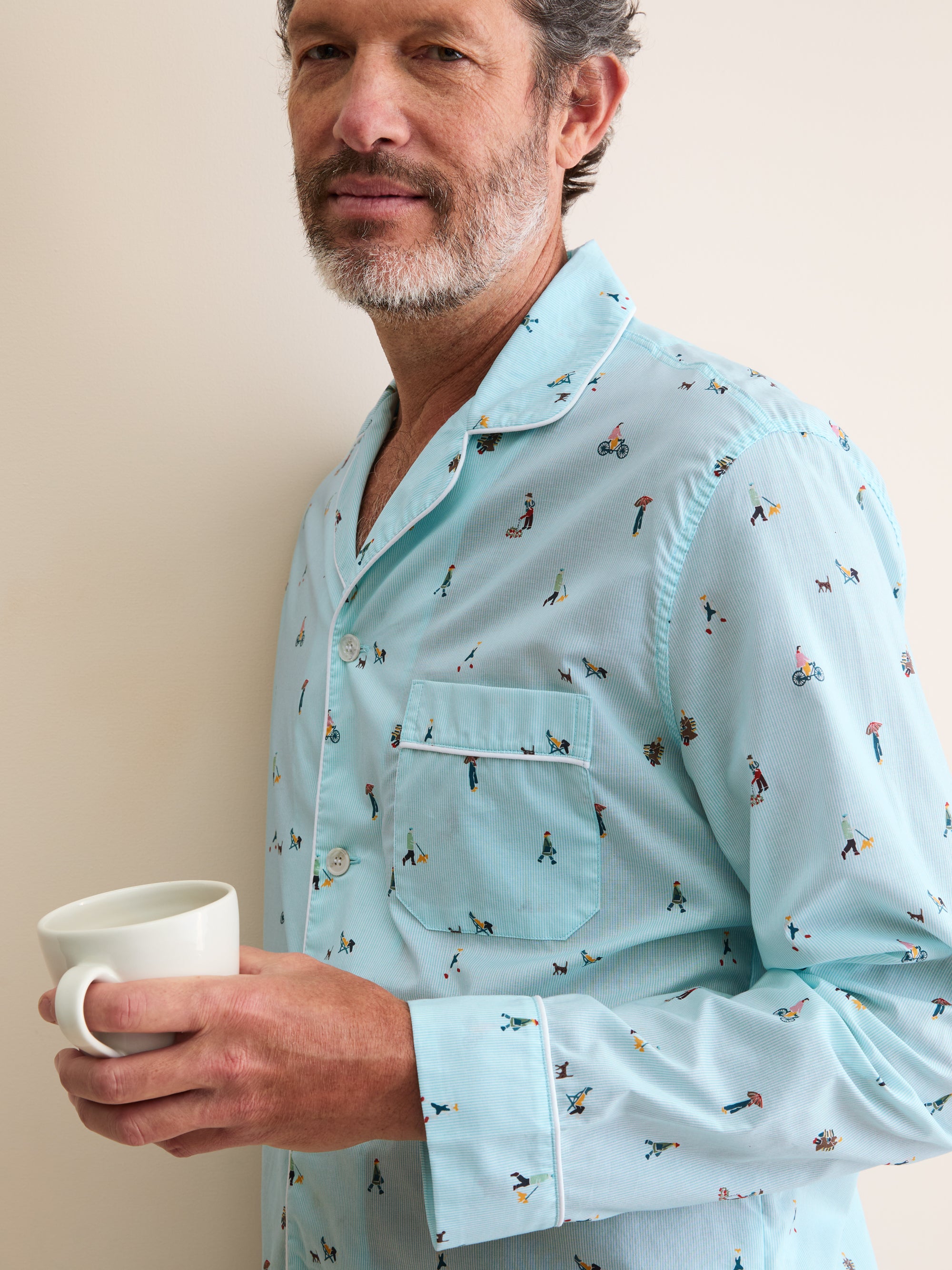 Men's Classic Fit Pajamas People of London Blue Stripe