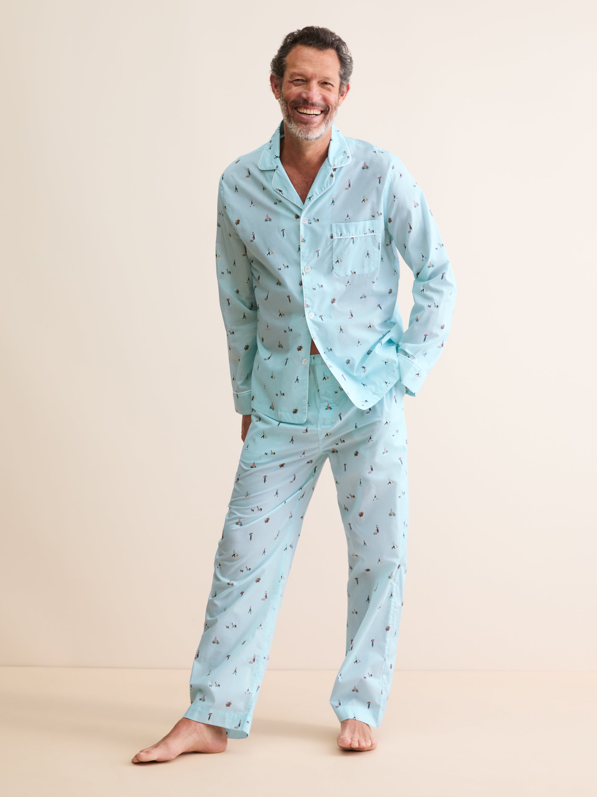 Men's Classic Fit Pajamas People of London Blue Stripe
