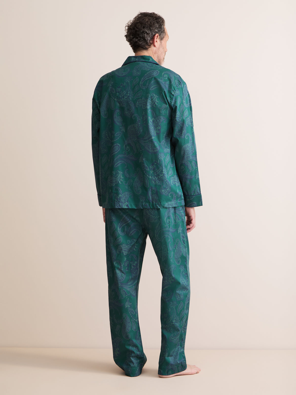 Ledbury Cotton Batiste Pyjamas Muted Teal & Navy Paisley