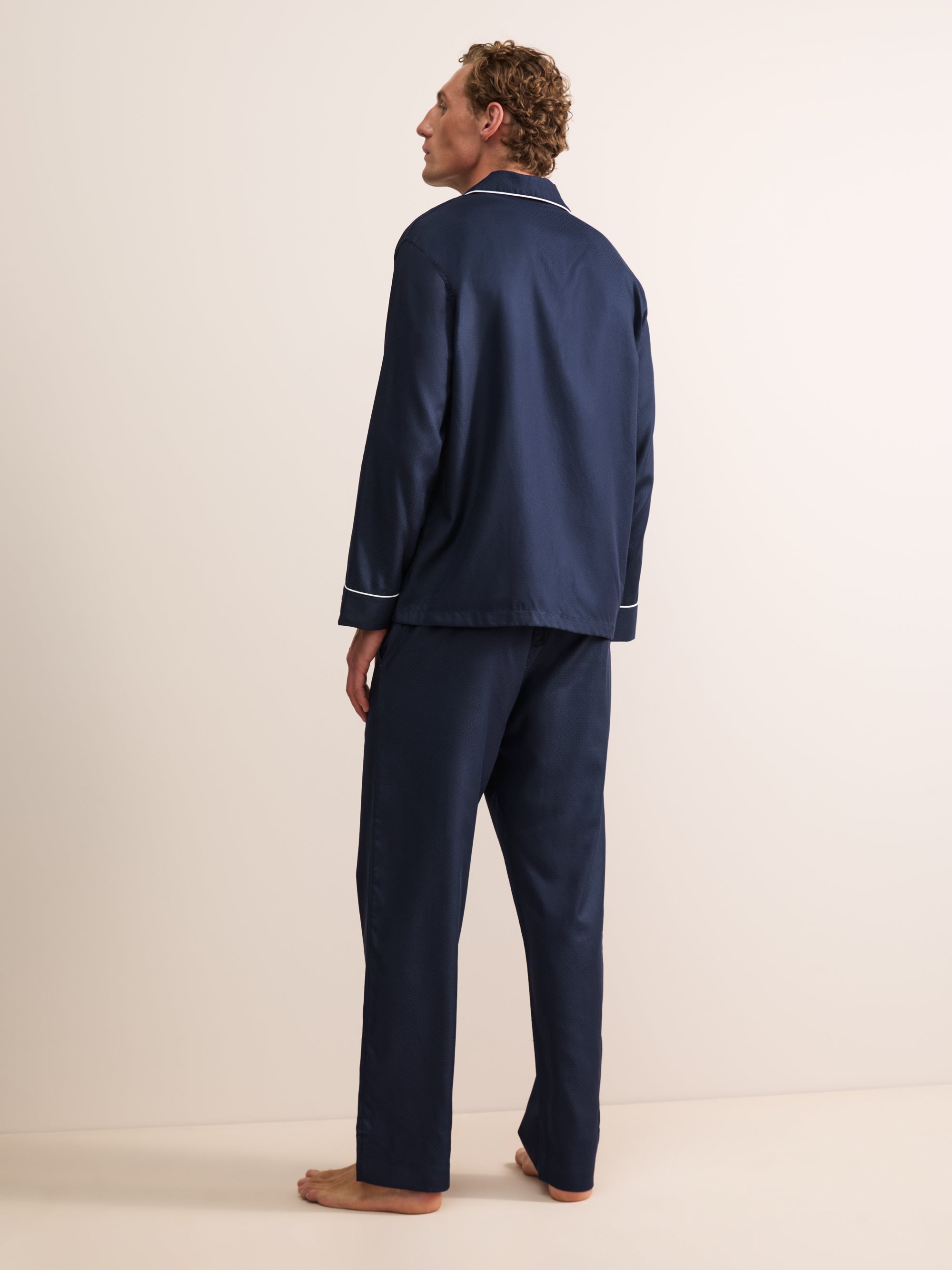 Lombard Cotton Jacquard Pajamas Navy Blue Rose Star