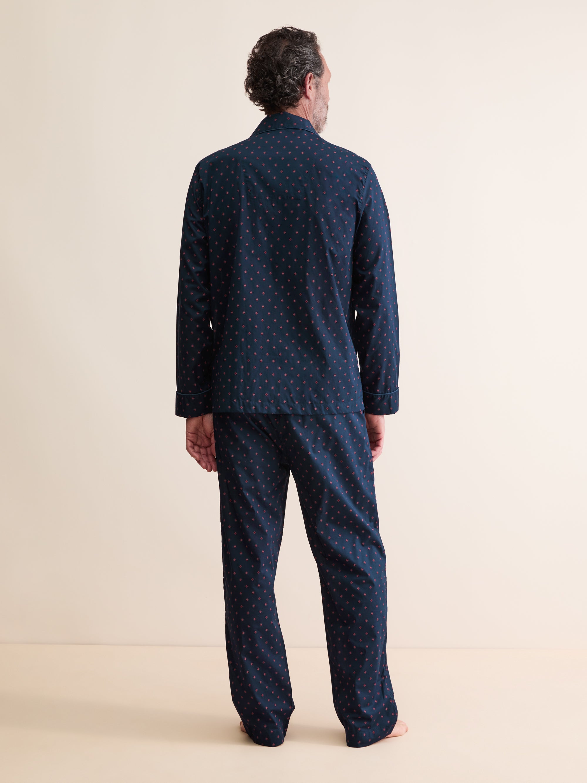 Men's Classic Fit Pyjamas Rose Star Motif Navy