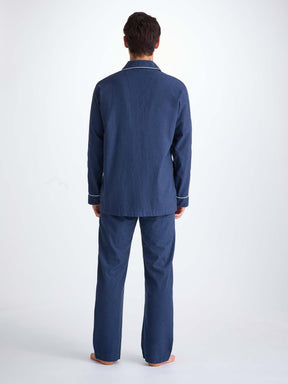 Men's Classic Fit Pajamas Balmoral 3 Brushed Cotton Navy