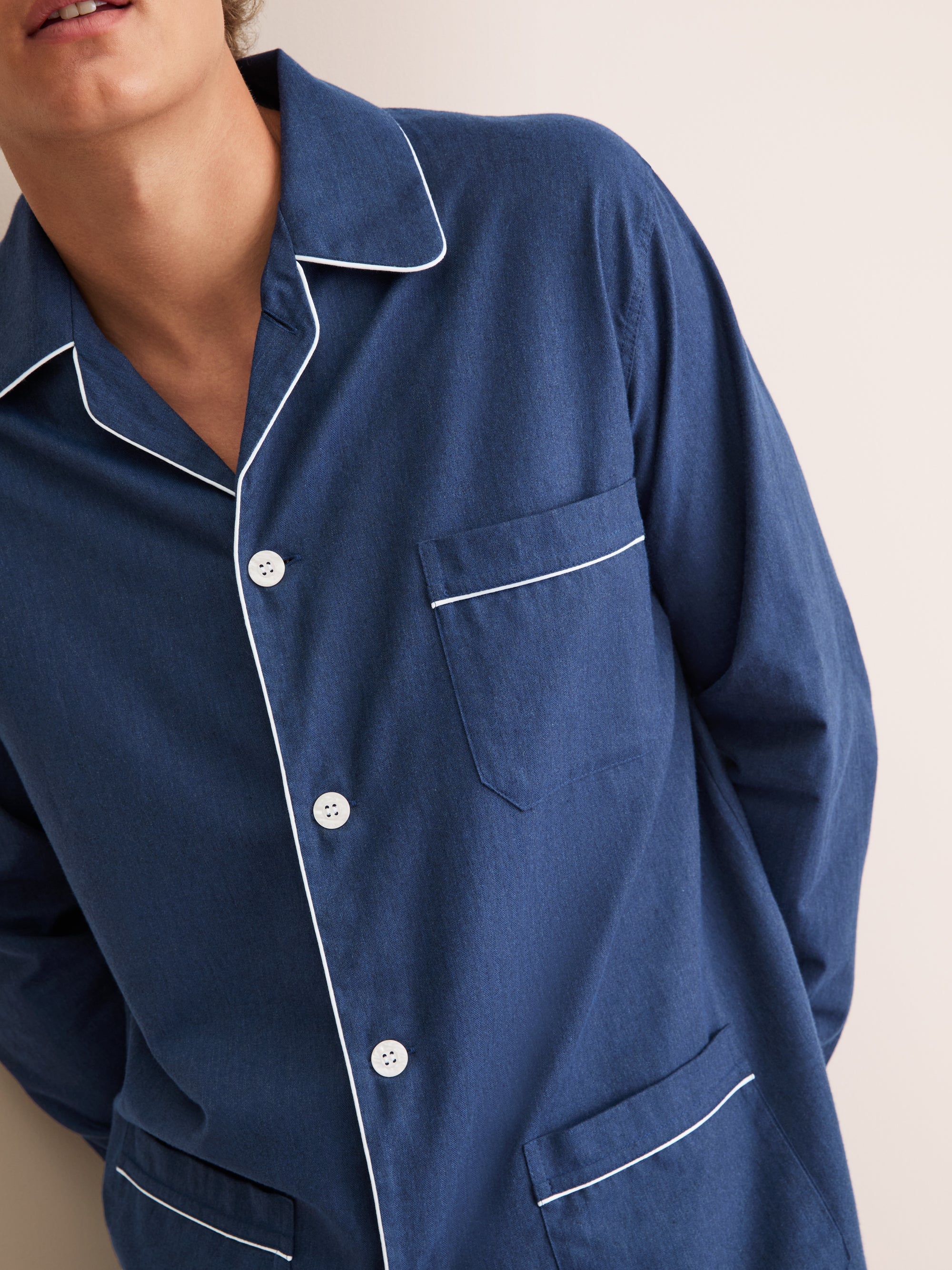 Men's Classic Fit Pyjamas Balmoral 3 Brushed Cotton Navy